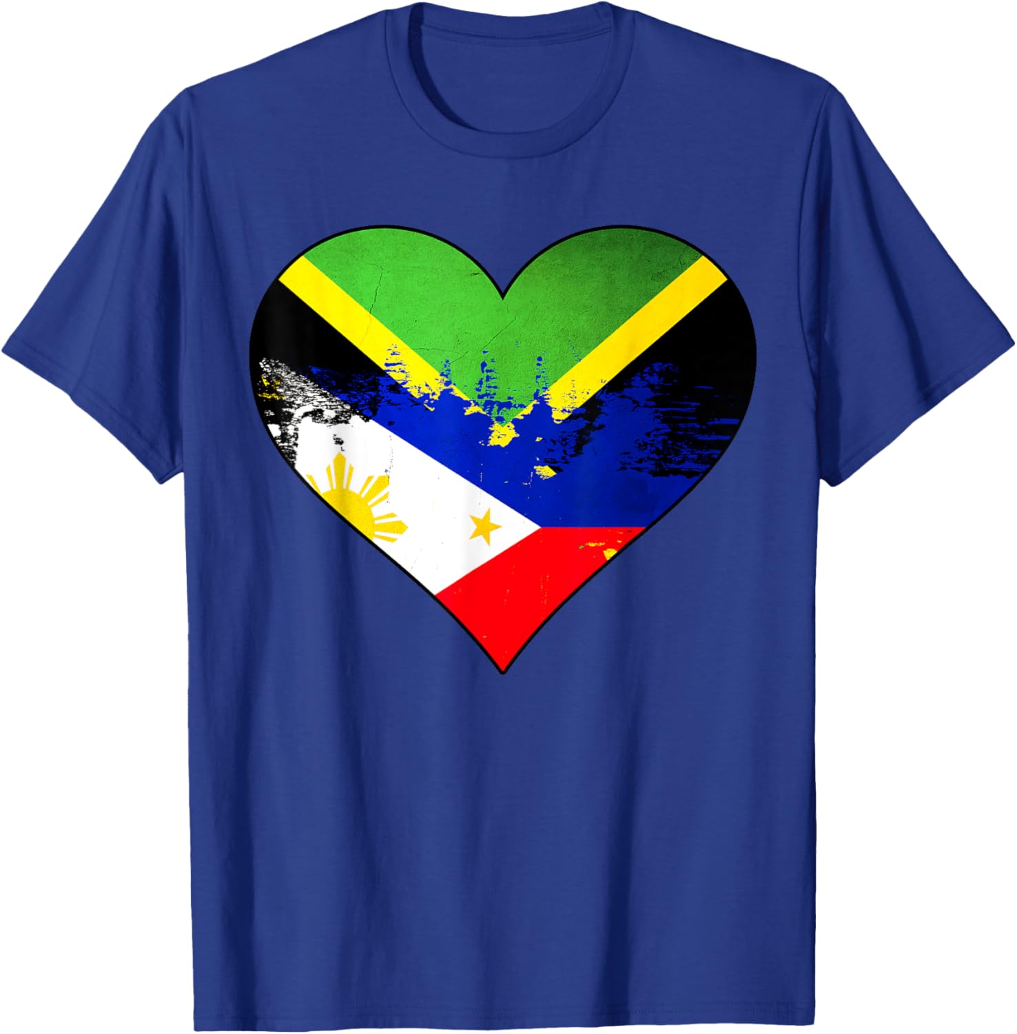 Jamaican Filipino Heritage Flag Heart T-Shirt for Proud Culture Lovers - 12