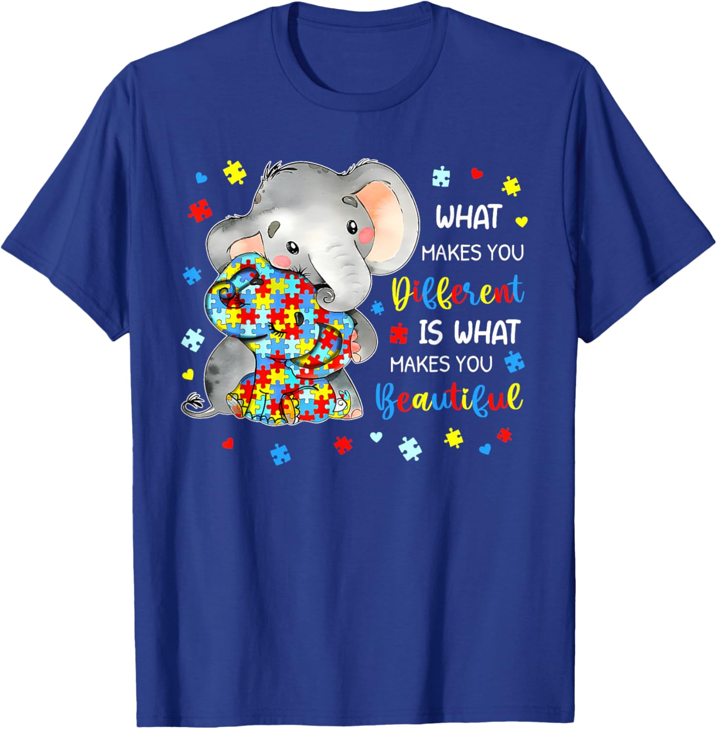 Unique Autism Awareness Elephant T-Shirt Celebrating Individuality and Beauty - 14