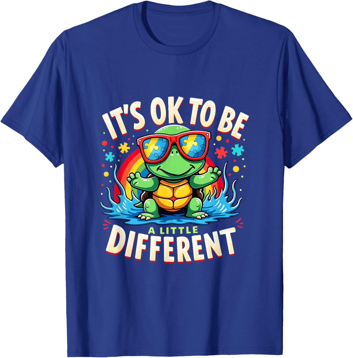 Cute Turtle Autism Awareness T-Shirt It's Ok To Be A Little Different - 6