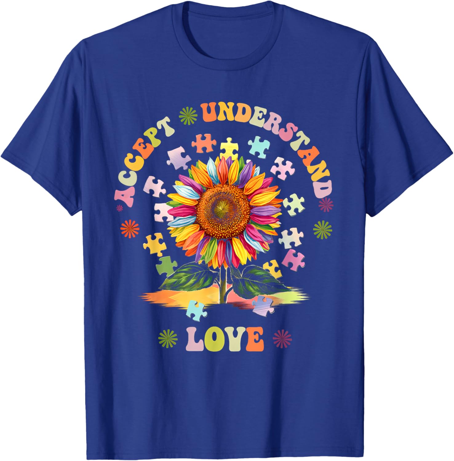 Autism Awareness Flower Women T-Shirt Accept Understand Love ASD Comfort - 11