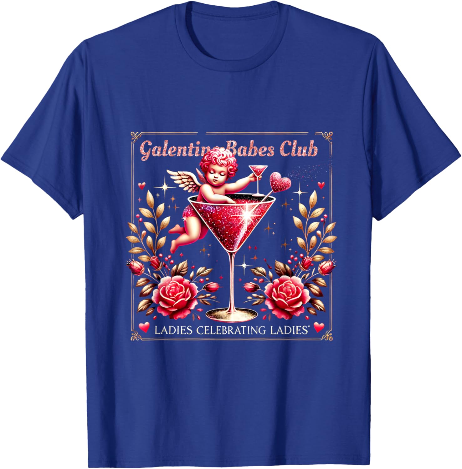 Retro Galentine Girls Club Celebration Martini Glass T-Shirt Design - 22