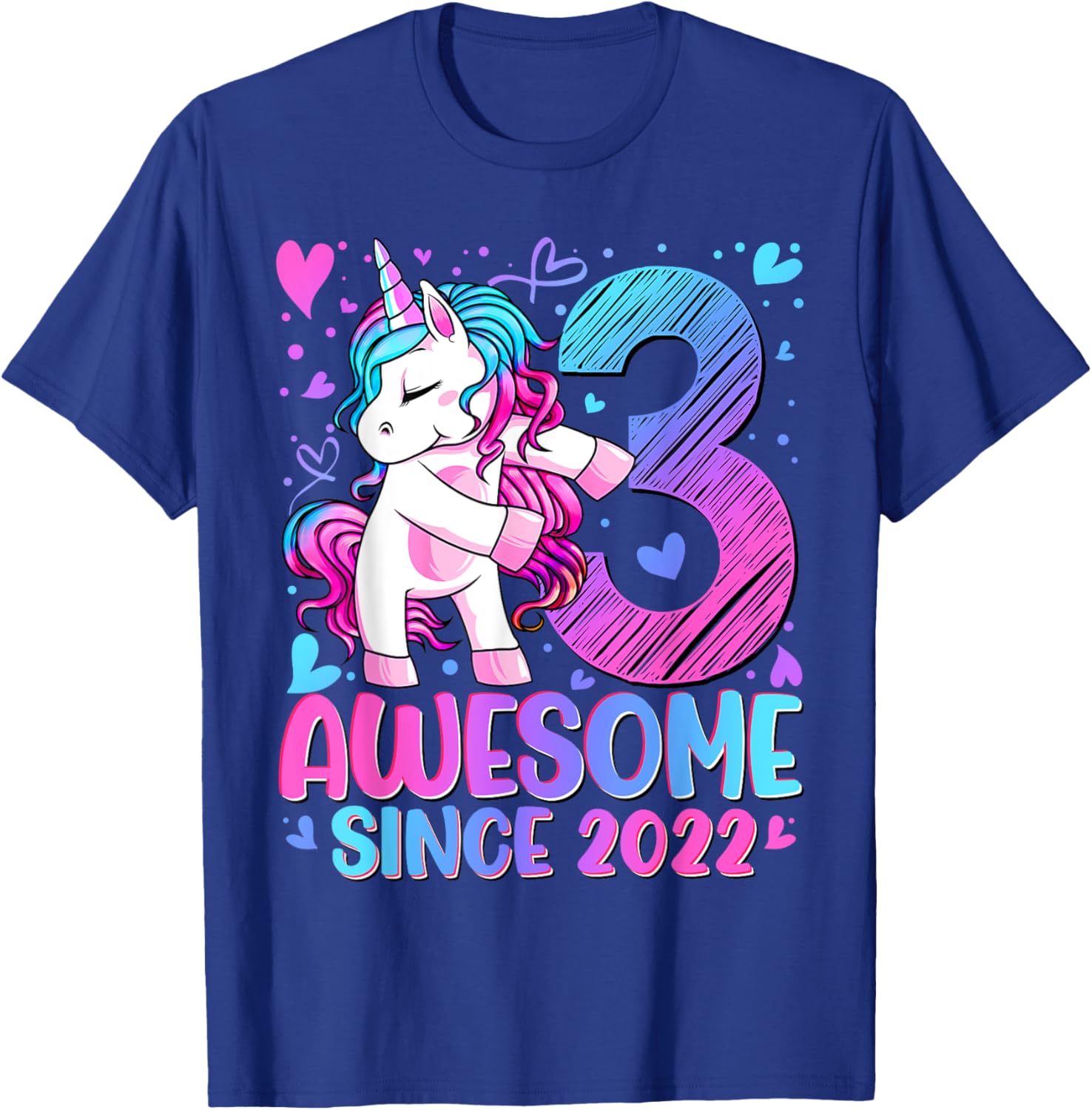 Cute Unicorn T-Shirt for 3 Year Old Girls Birthday Party Gifts - 1