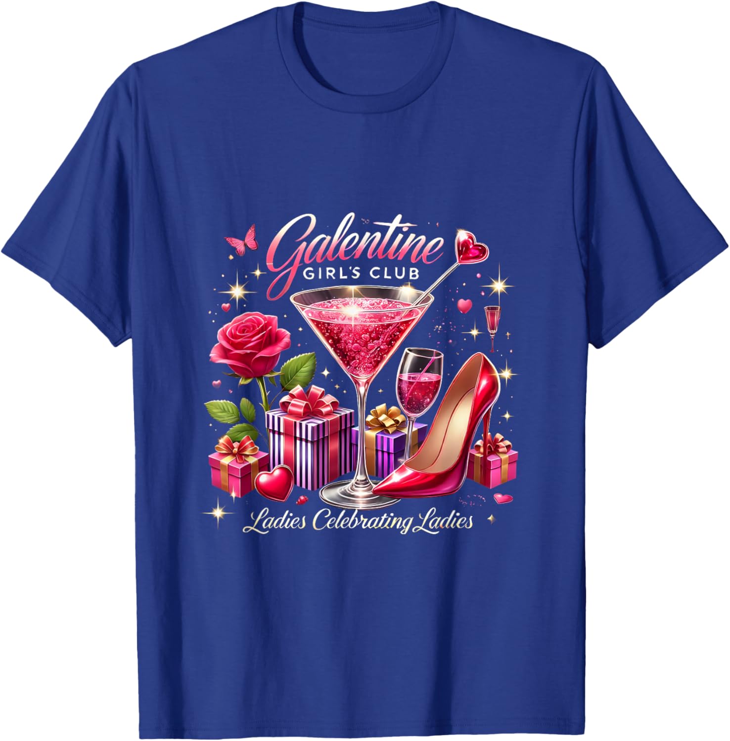 Galentine's Celebration Martini Glass T-Shirt for Fun Girls Night Out - 2