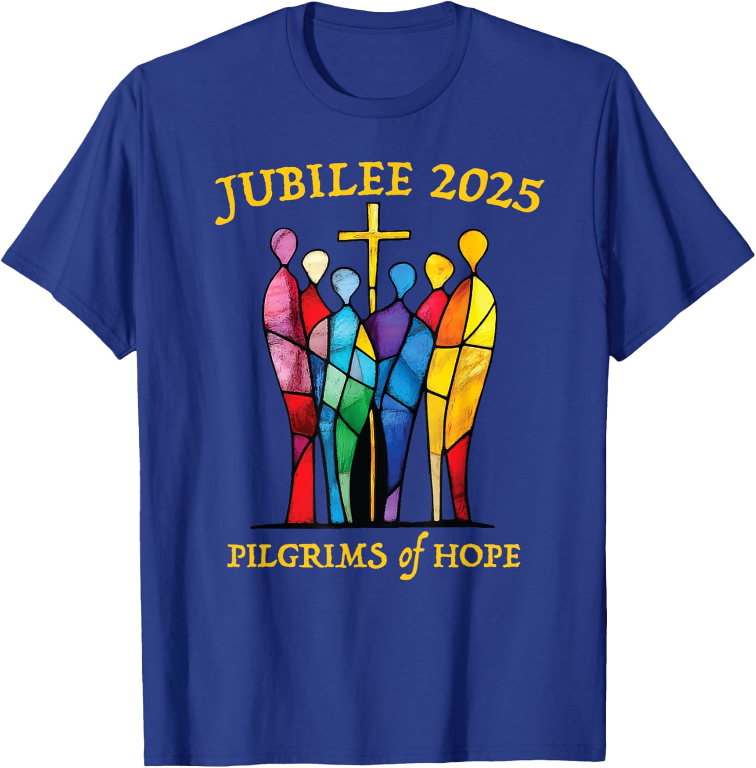 Catholic Jubilee 2025 Pilgrims of Hope Stained Glass T-Shirt for All - 12