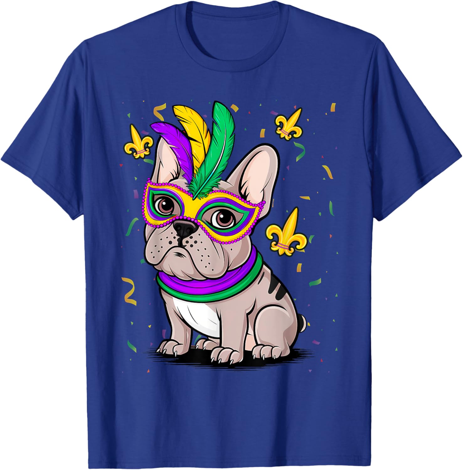 Cute Mardi Gras French Bulldog Dog T-Shirt for Carnival Fun - 9