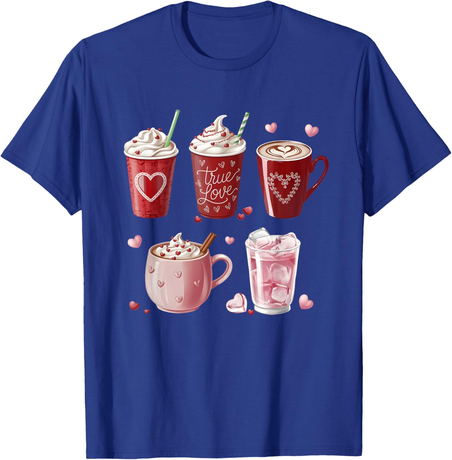 Coffee Lover Valentine T-Shirt Cute Coffee Cups Design for Him or Her - 2
