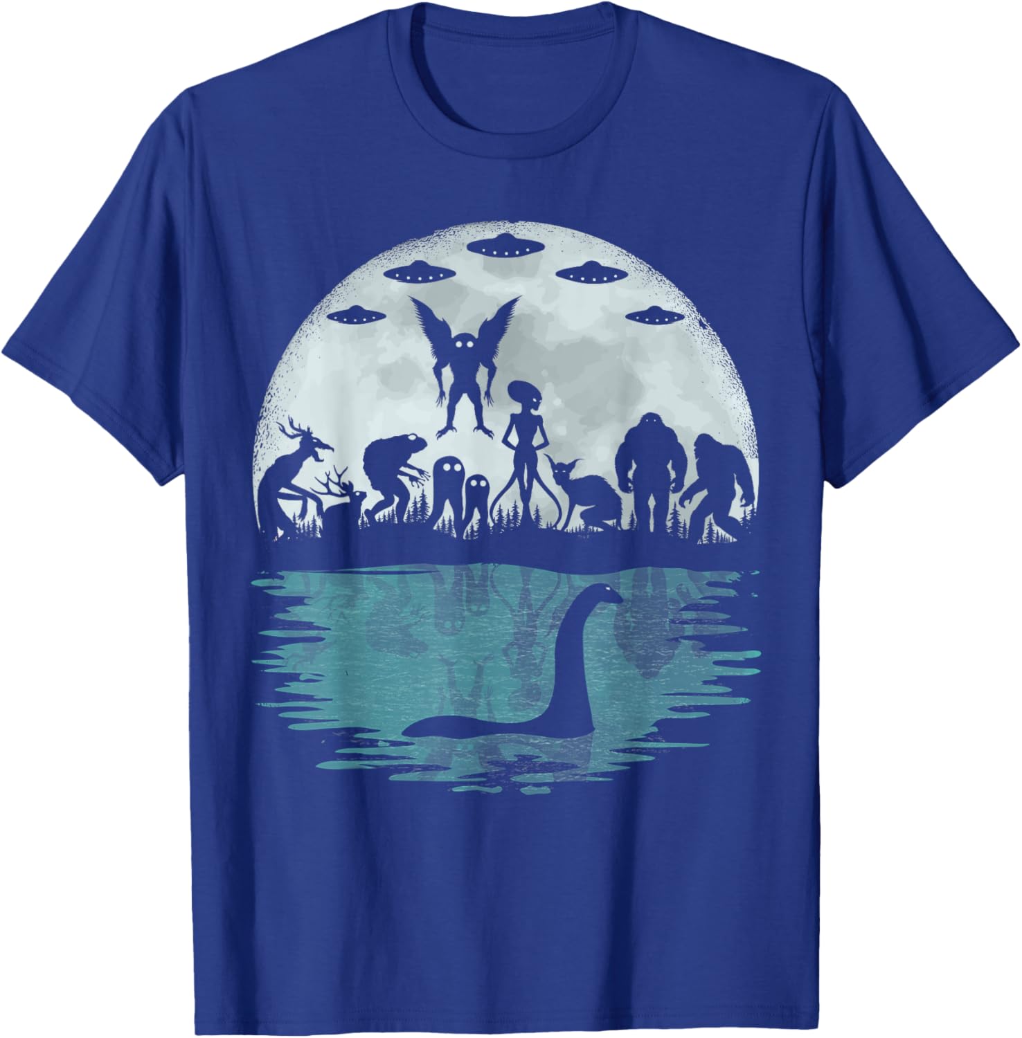 Funny Cryptid T-Shirt featuring Bigfoot Nessie Mothman and Aliens - 5