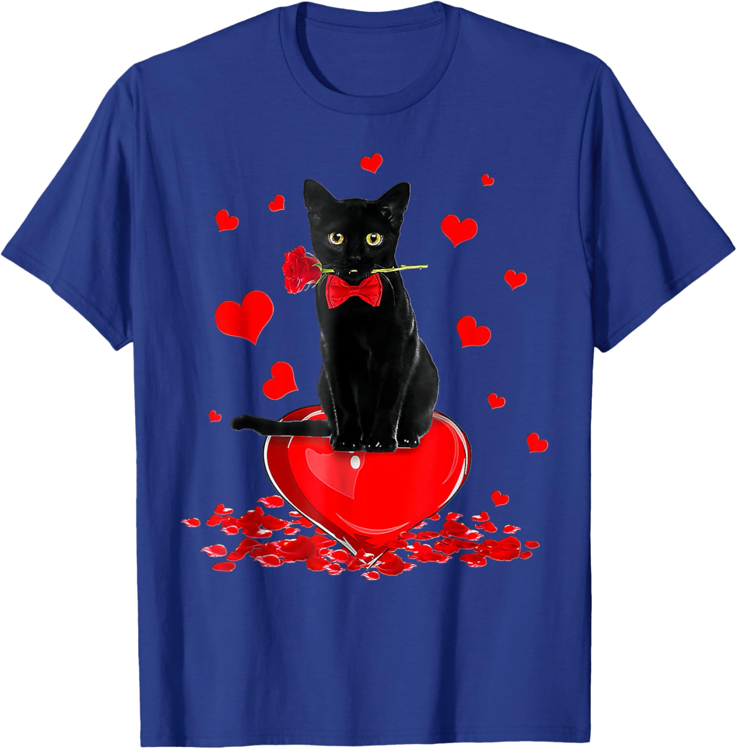 Cute Black Cat Valentine's Day Hearts T-Shirt for Cat Lovers - 26