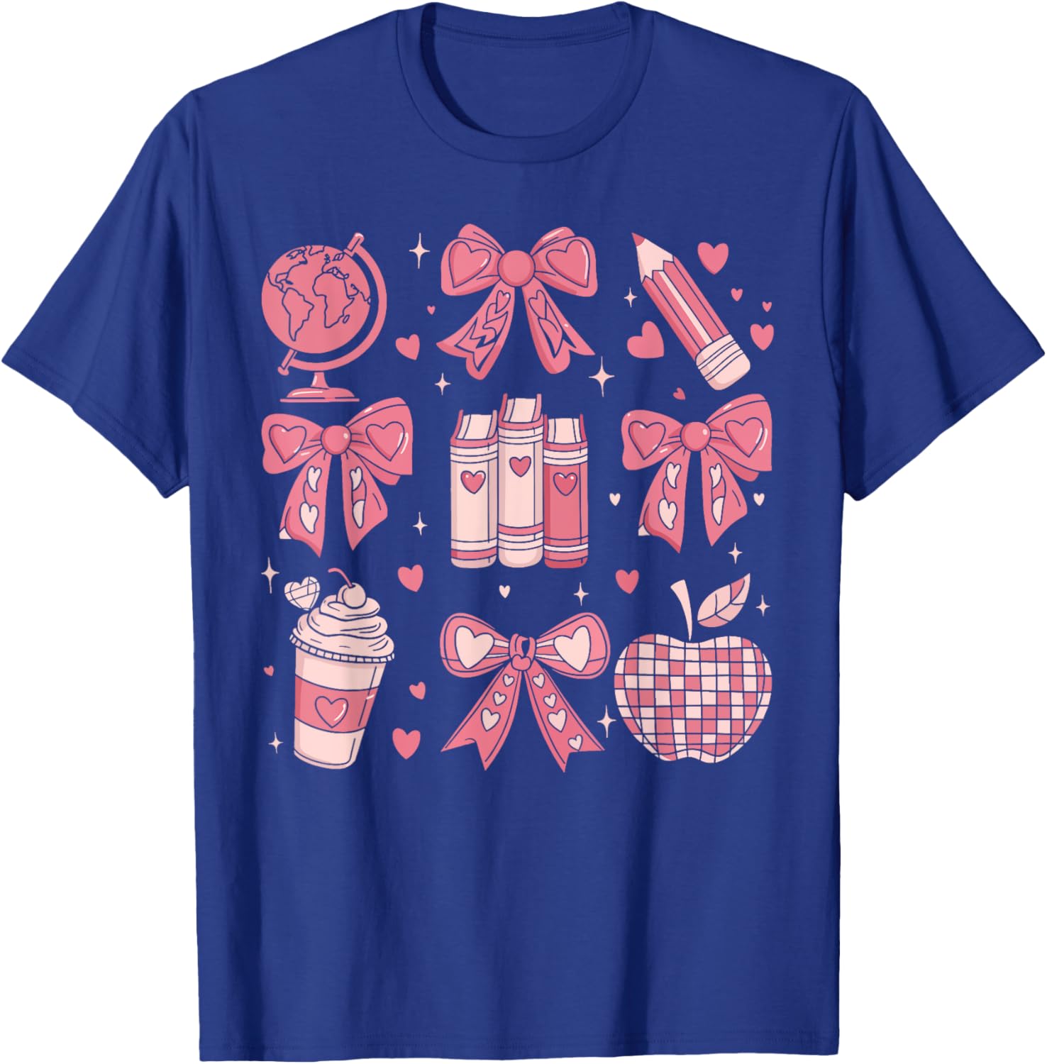 Coquette Bow Apple Book Ribbons Teacher Valentine's Day T-Shirt Gift - 16