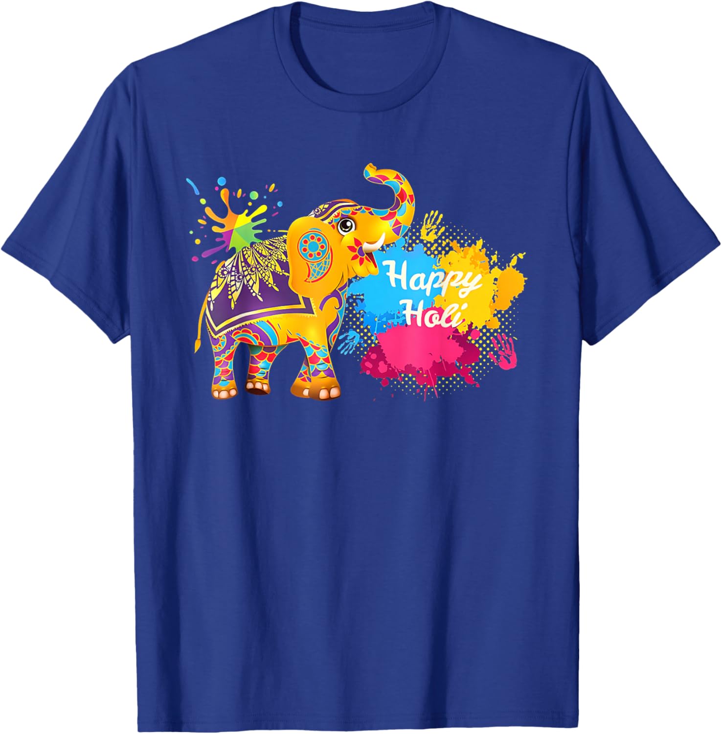 Happy Holi Elephant T-Shirt for Men, Women, and Kids - Colorful India Apparel - 3