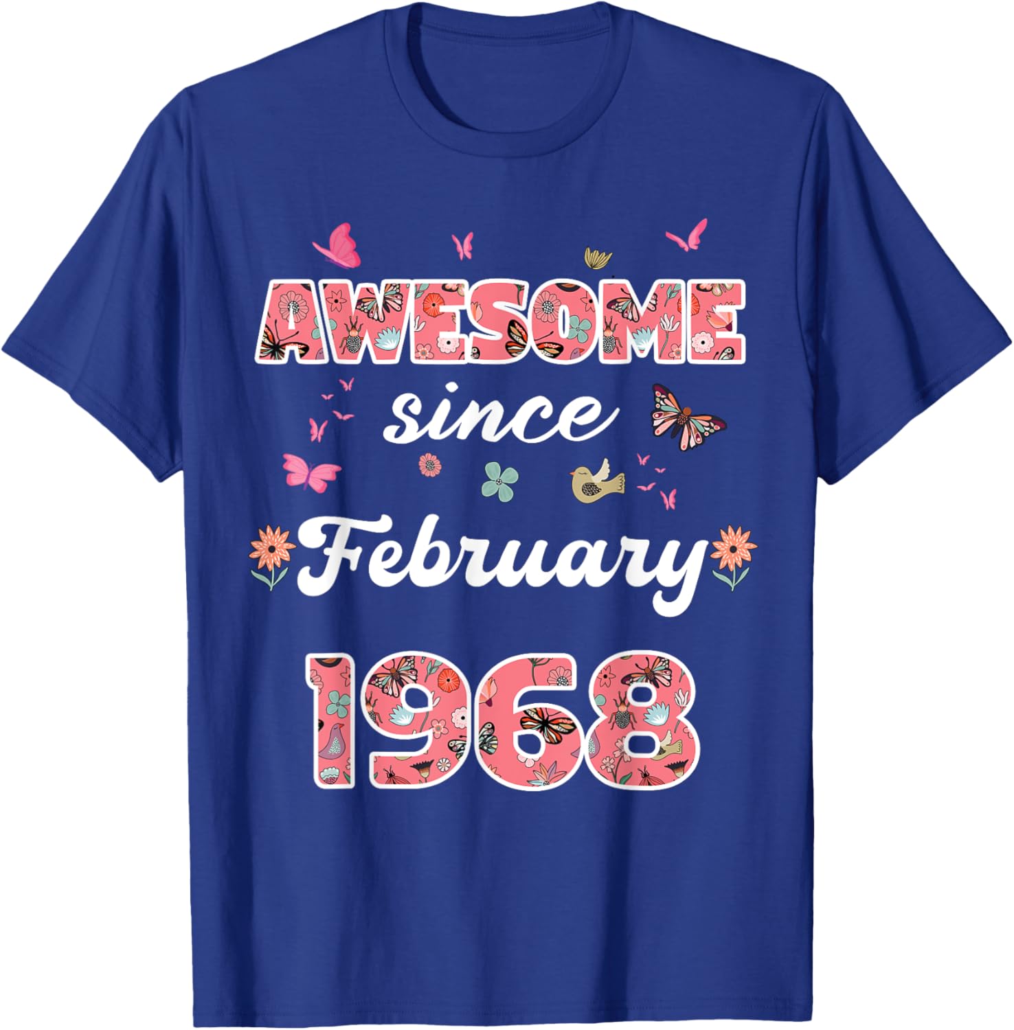 Vintage February 1968 Flowers Birthday T-Shirt for a Special Celebration - 7