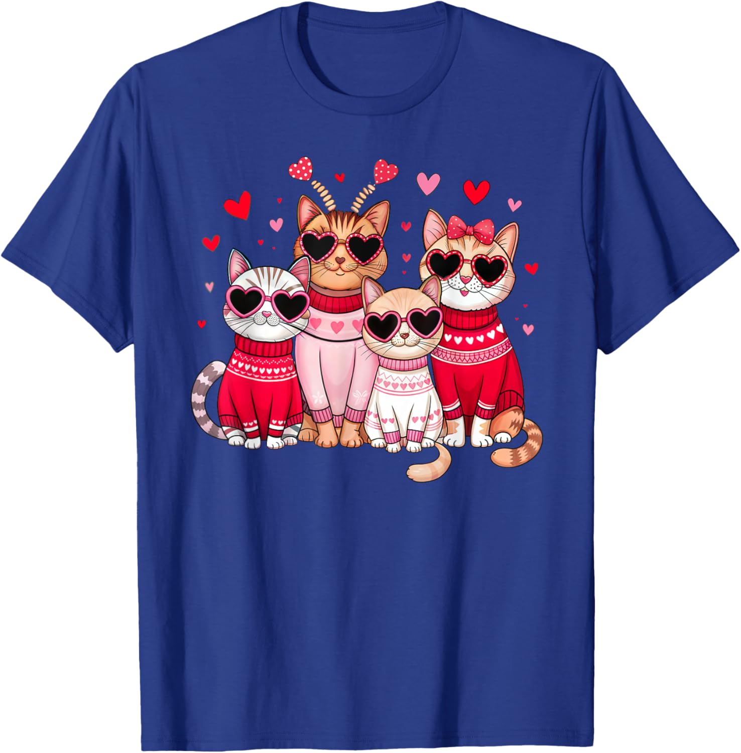 Retro Cat Heart Valentine's Day T-Shirt for Men and Boys, Cute Love Tee - 12
