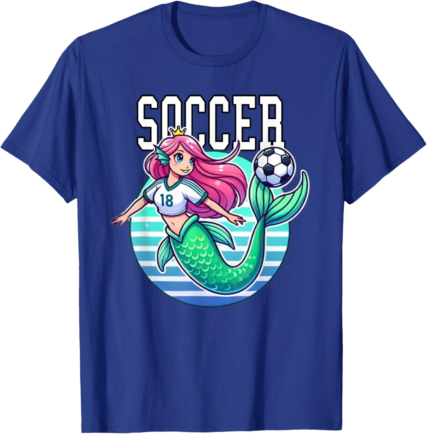 Soccer Mermaid Playing Soccer T-Shirt for Fans of Fun Sports Apparel - 1