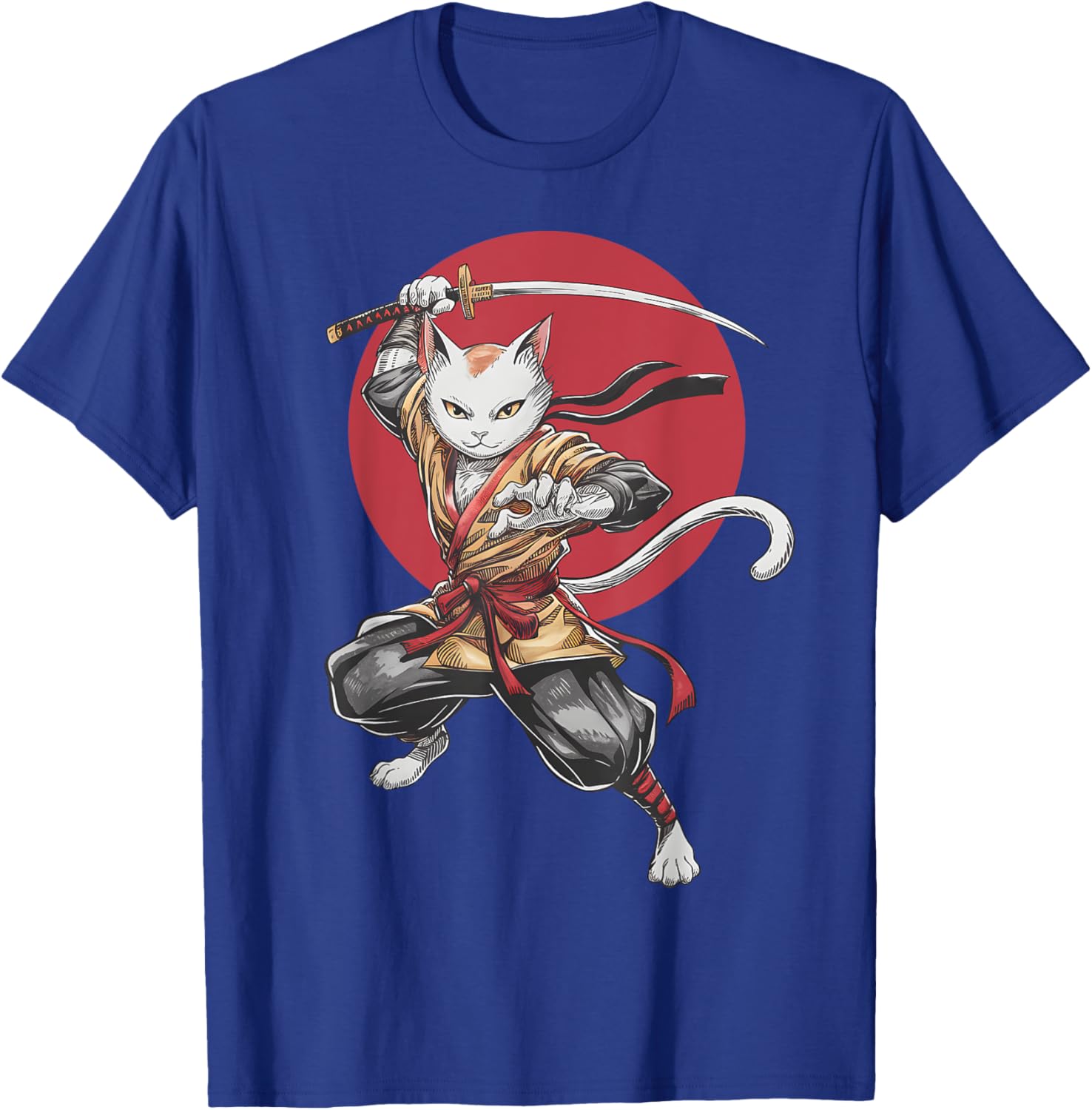 Samurai Cat Vintage Japanese Art Anime T-Shirt for Cat Lovers - 18