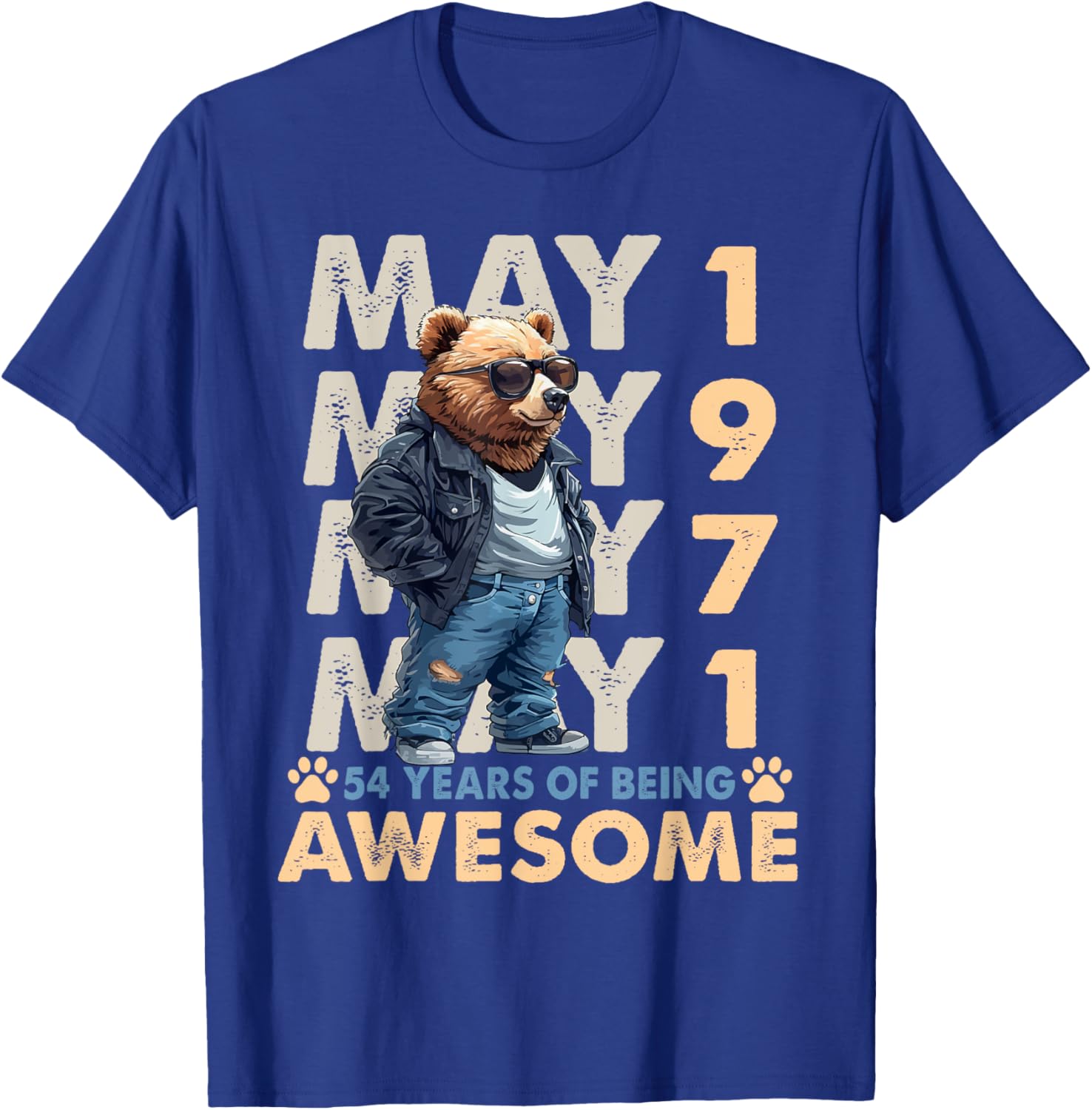 54th Birthday Bear Legends May 1971 T-Shirt for Men - Fun Gift Idea - 15