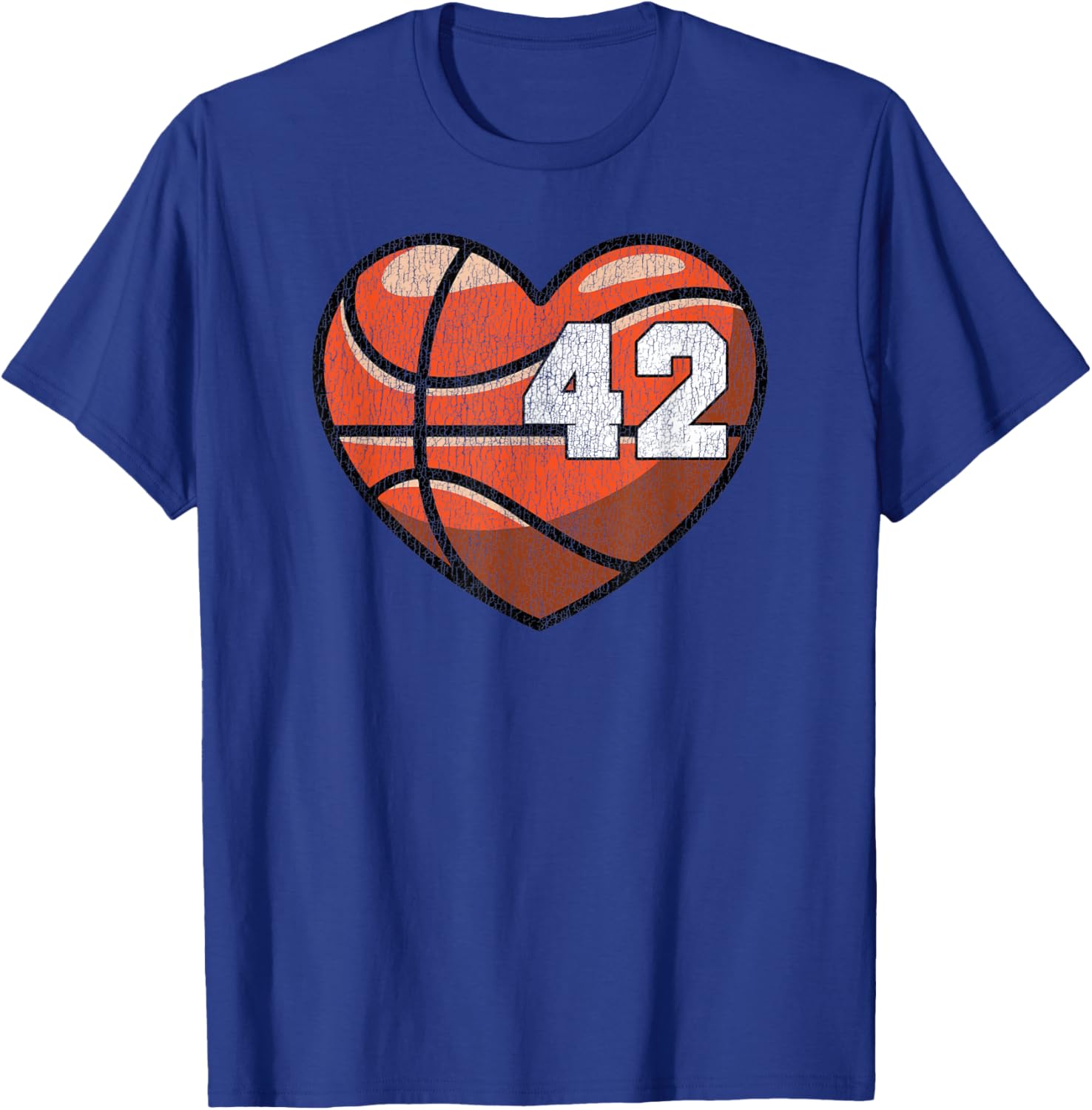 Distressed Heart Design Basketball Number 42 T-Shirt for Fans - 12