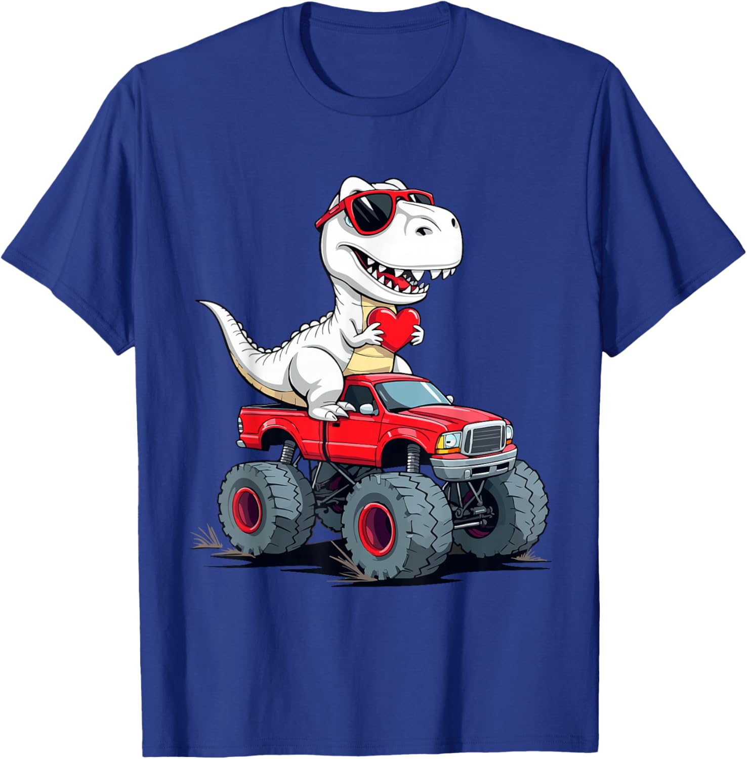 Fun Valentine's Day Dinosaur Monster Truck T-Shirt for Boys and Girls - 25