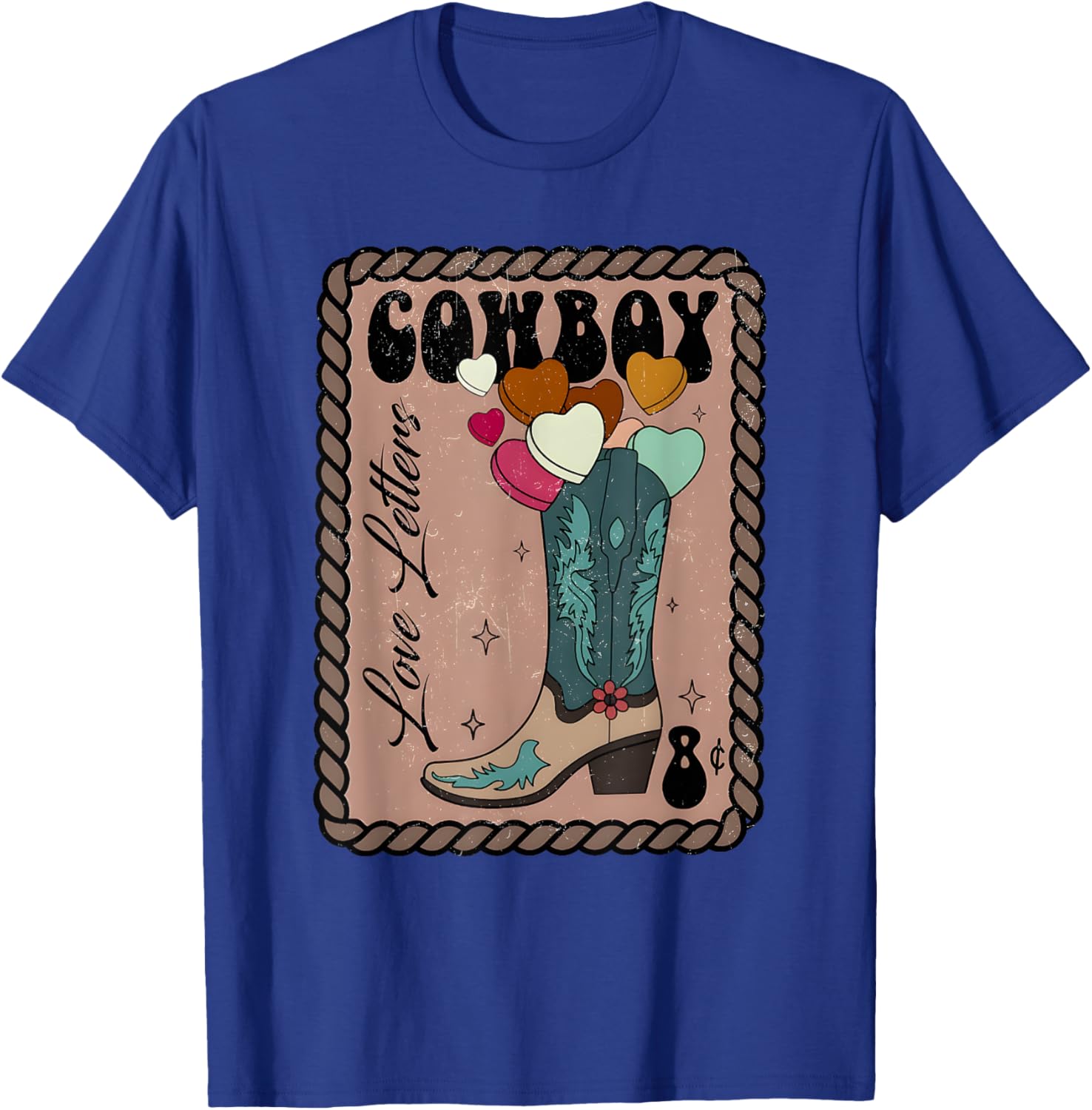 Cute Cowboy Love Letter Retro Valentine T-Shirt for Western Lovers - 8