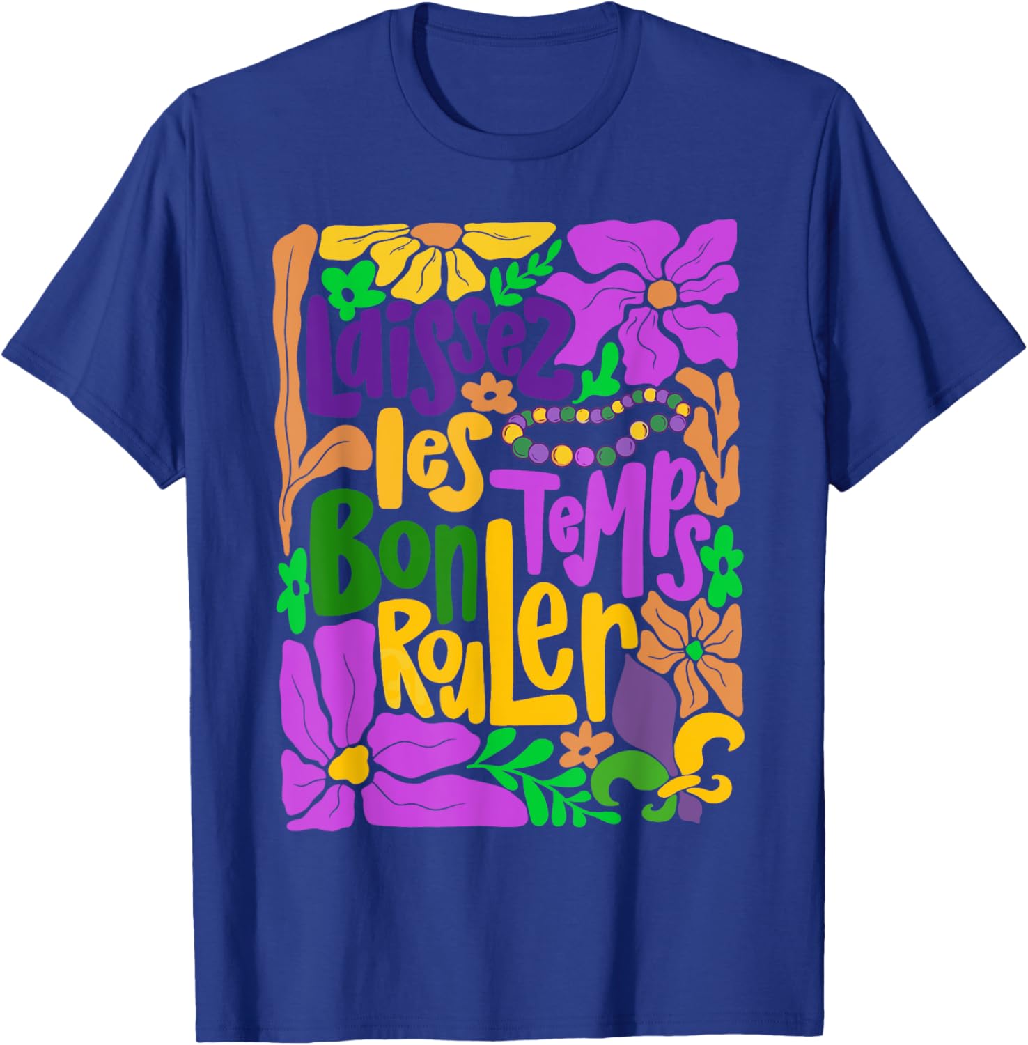 Laissez Les Bon Temps Rouler Mardi Gras Boho Floral T-Shirt for Fun Celebrations - 6