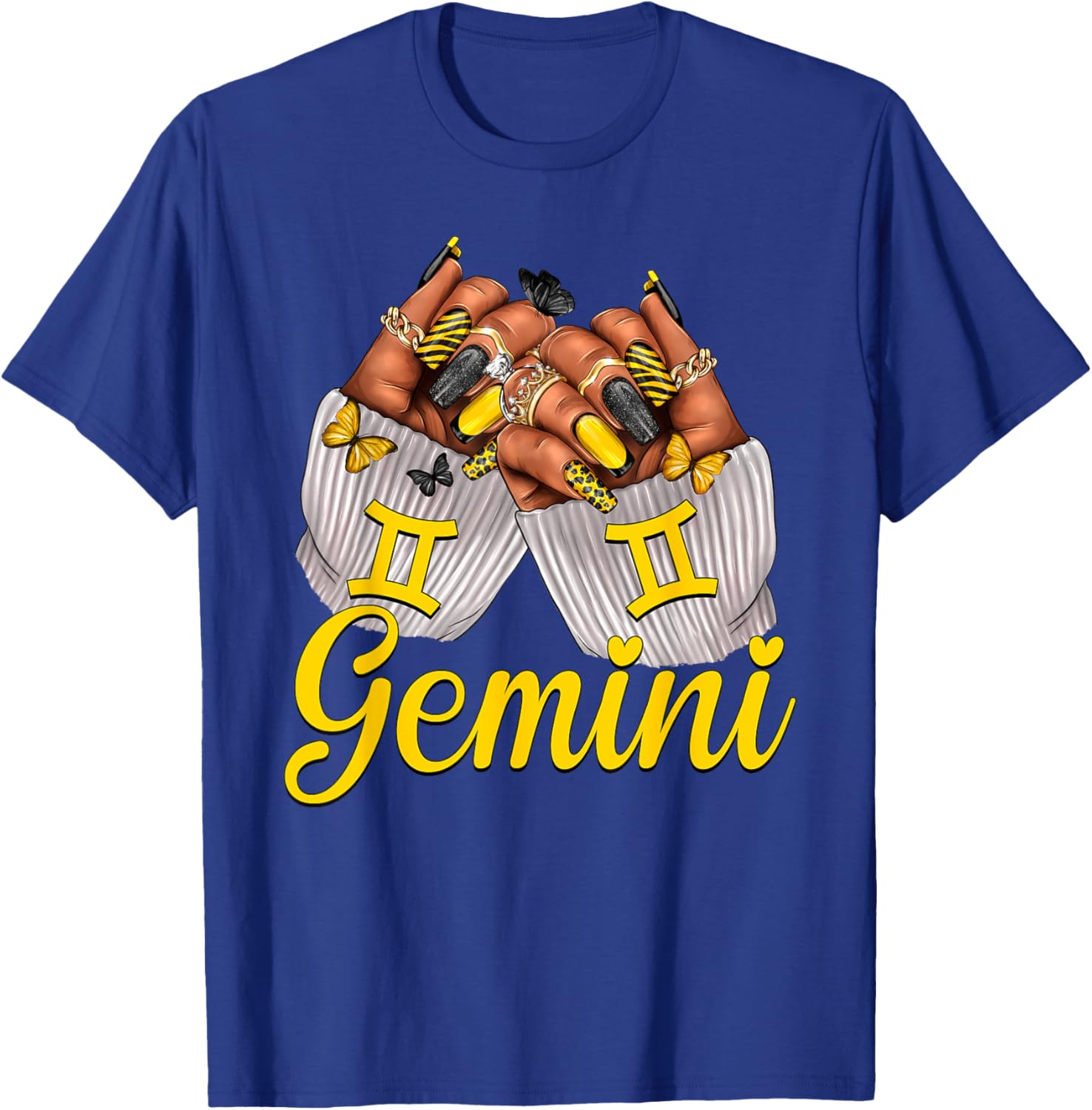 Gemini Black Women Nails Zodiac Birthday Queen T-Shirt for Astrologers - 15