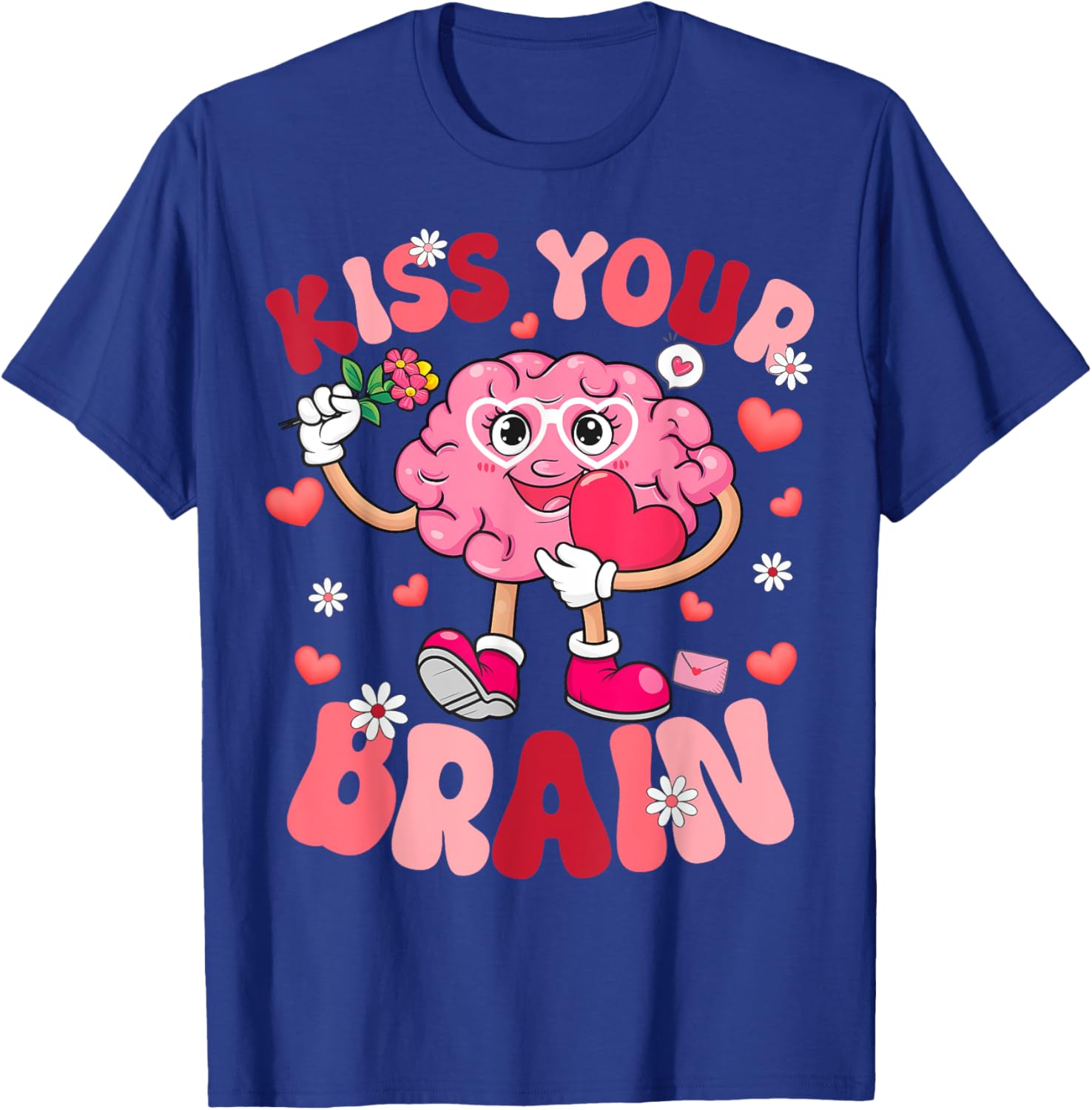 Kiss Your Brain Retro Valentines Day T-Shirt for Teacher Squad & Kids - 13