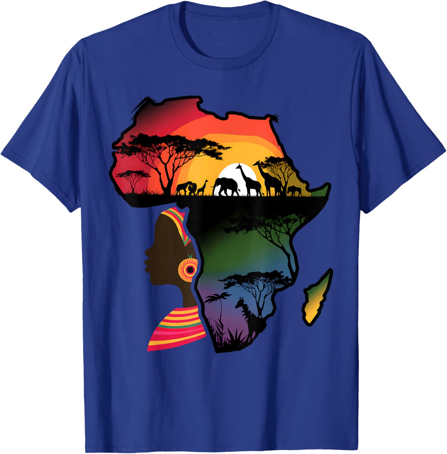 Black Women Afro Map Safari Animals T-Shirt Celebrating African Heritage - 20