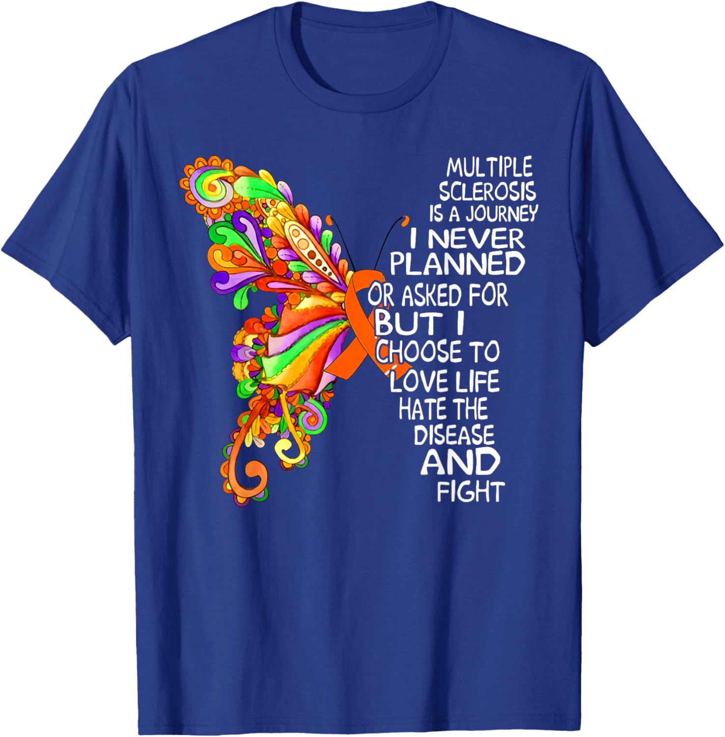 Butterfly Ribbon MS Warrior T-Shirt for Multiple Sclerosis Awareness - 14