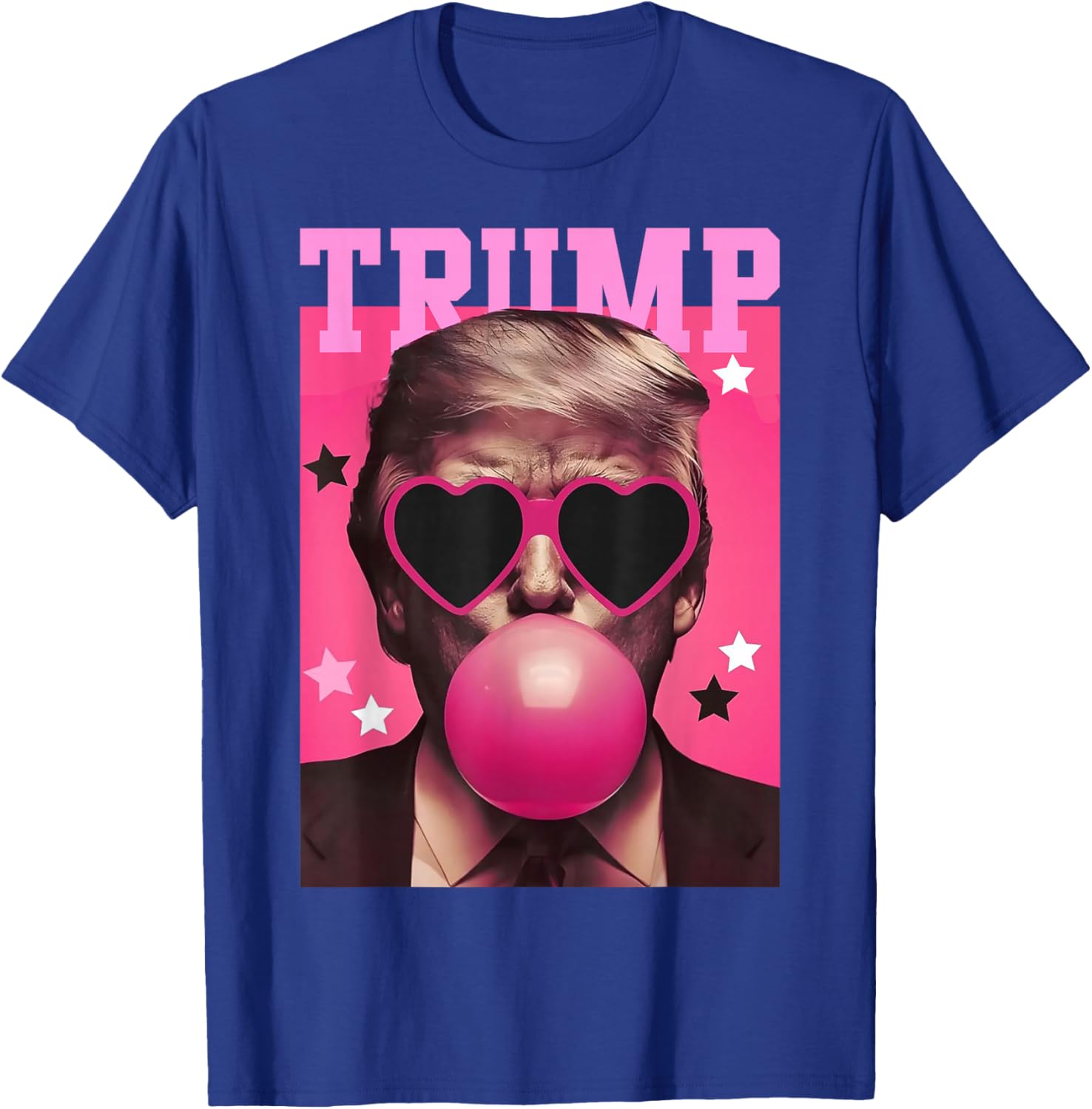 Funny Trump Bubble Gum Pink T-Shirt with Heart Sunglasses for Trendy Vibes - 6