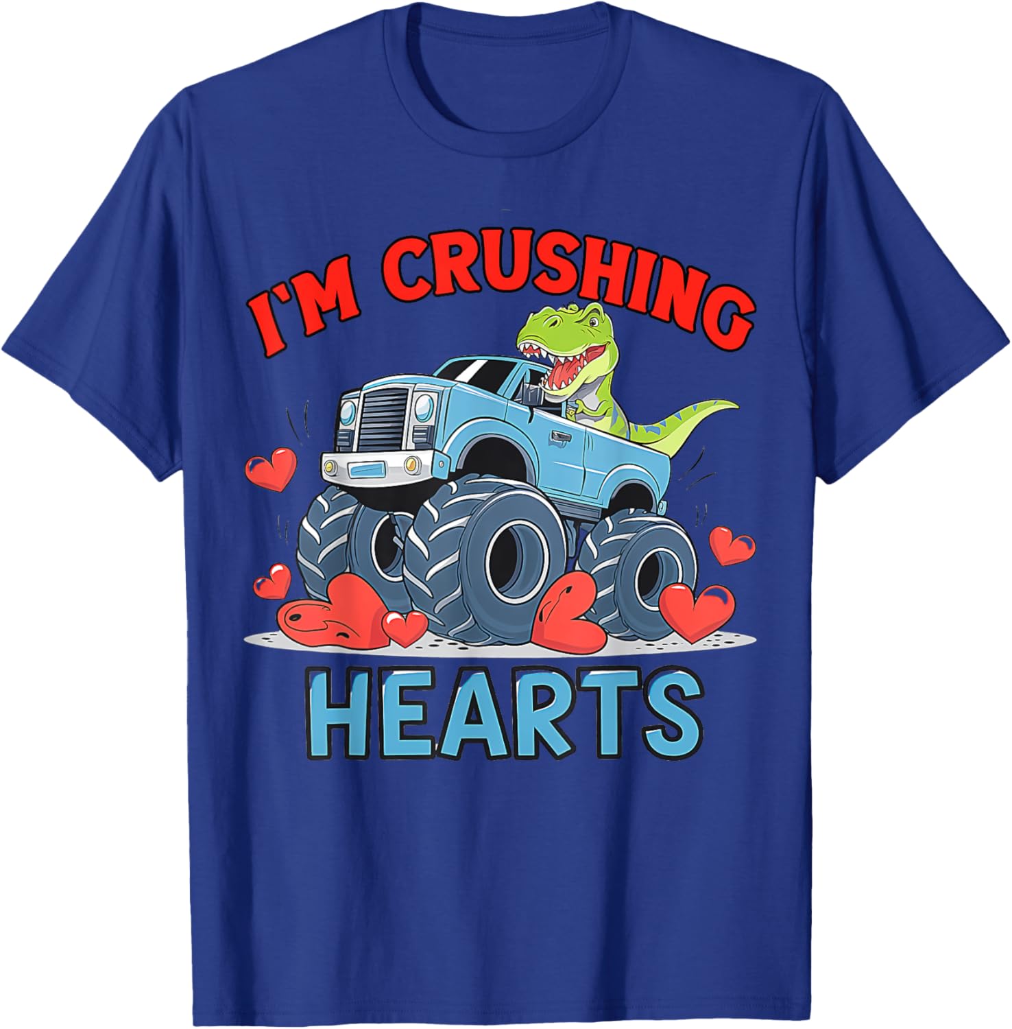 Hearts Crusher Monster Truck Valentine's Day T-Shirt for Kids and Adults - 14