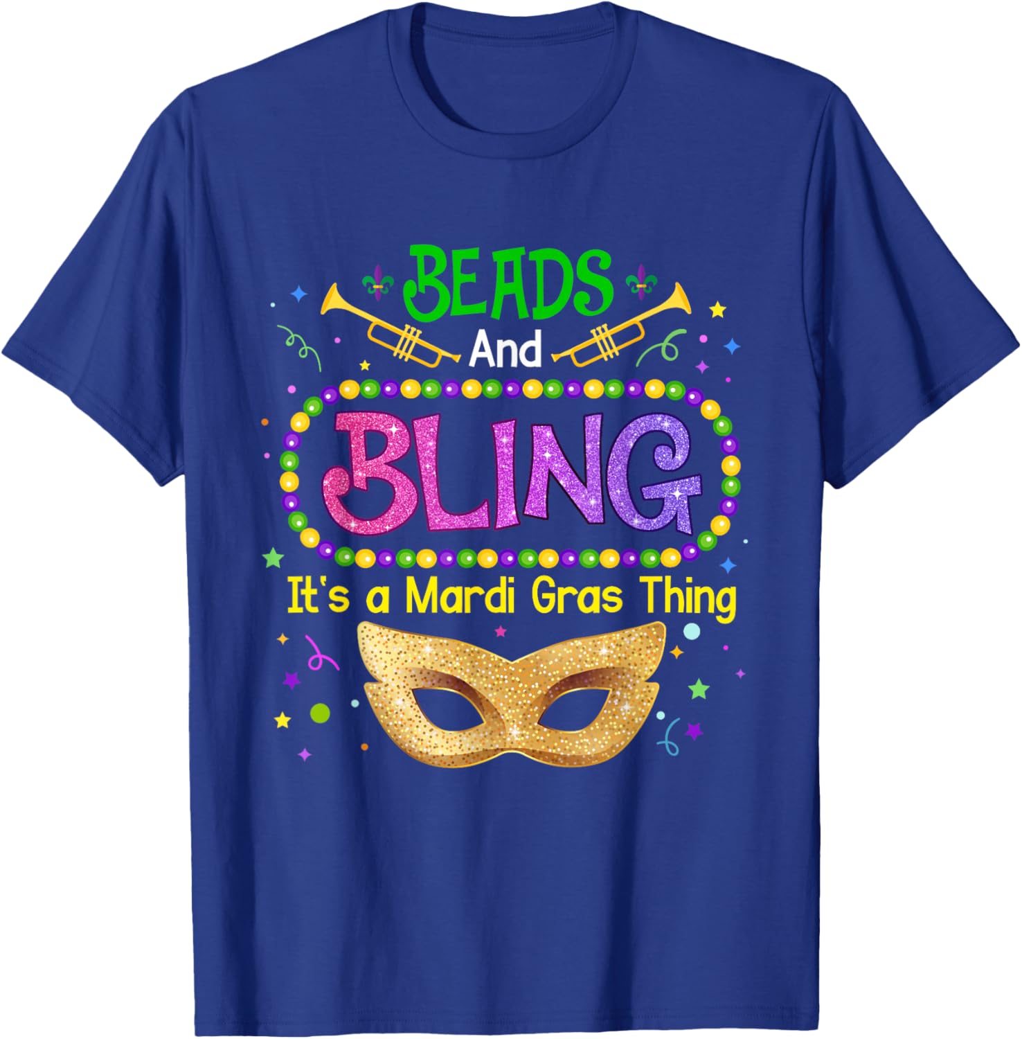 Mardi Gras Beads & Bling Carnival Party T-Shirt for Festive Fun - 5
