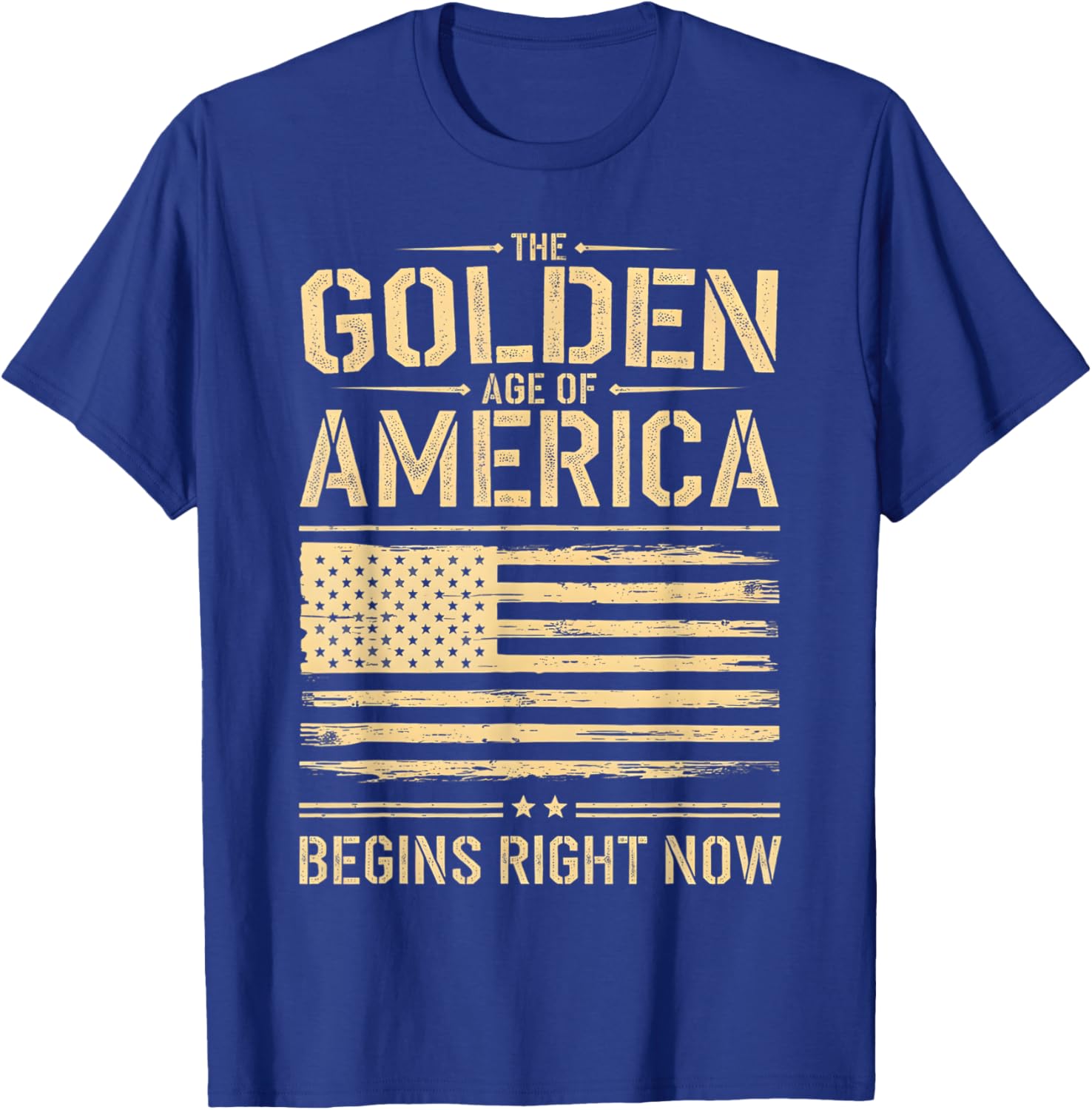 Golden Age of America Distressed T-Shirt with USA Flag Design - 29