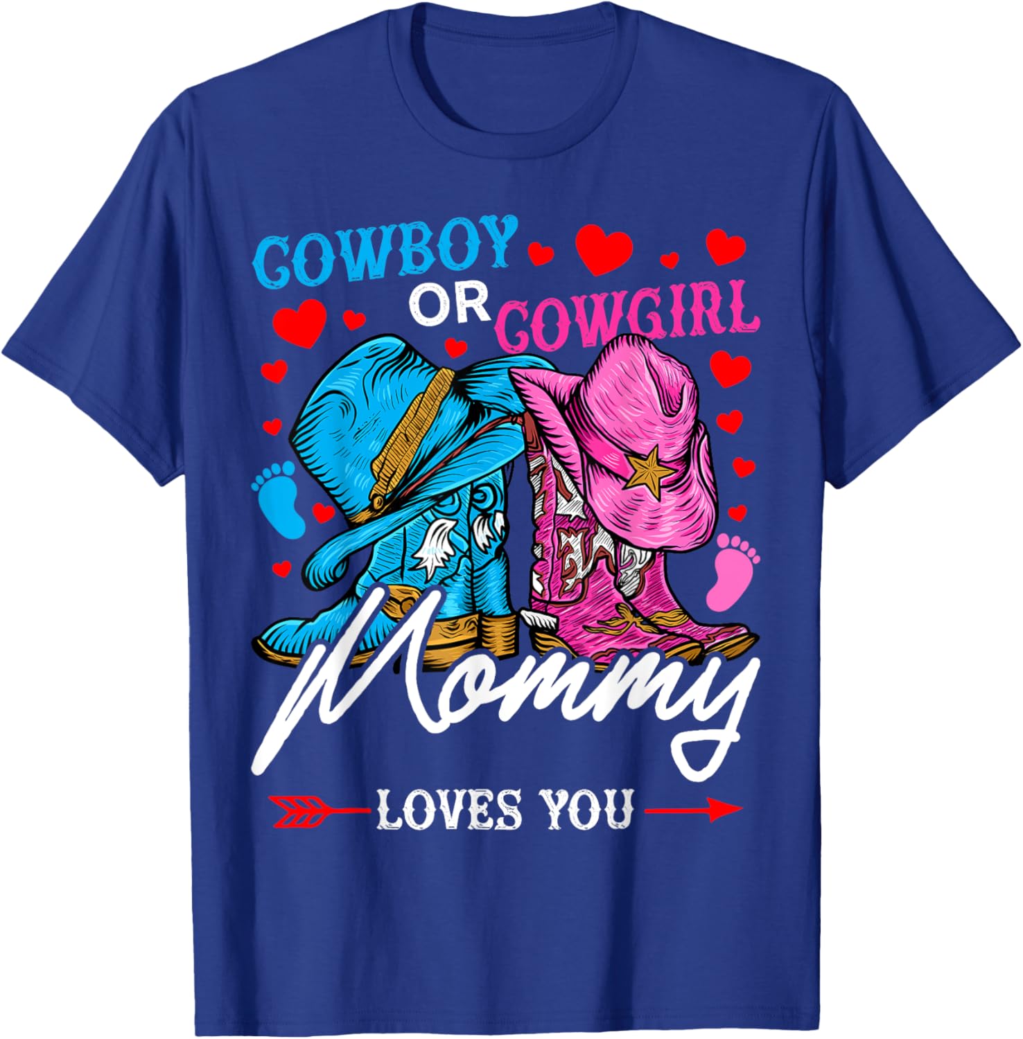 Adorable Gender Reveal T-Shirt for Mom - Cowboy or Cowgirl Style - 1