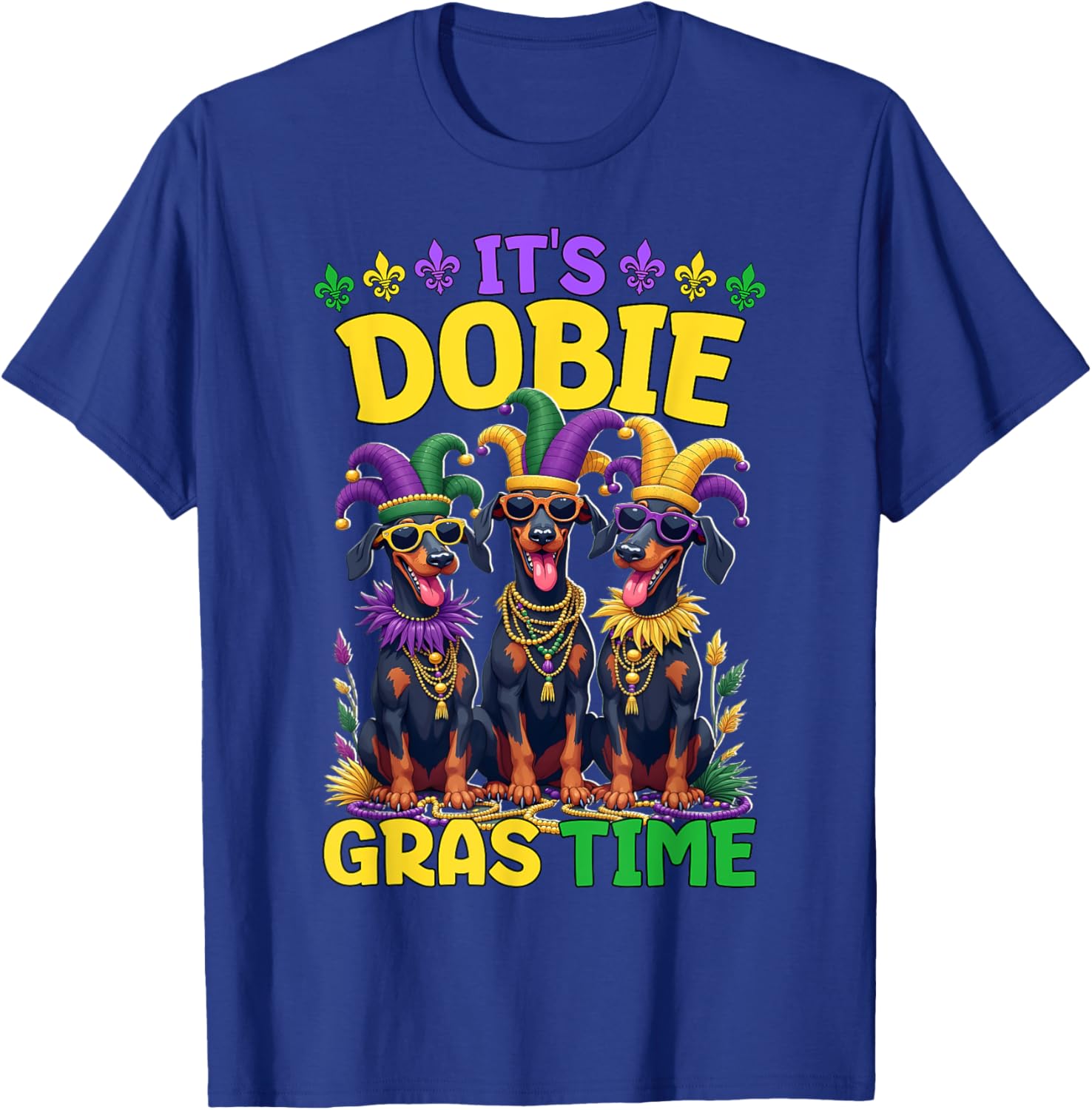 Mardi Gras Doberman T-Shirt Celebrating Carnival Festivities - 25