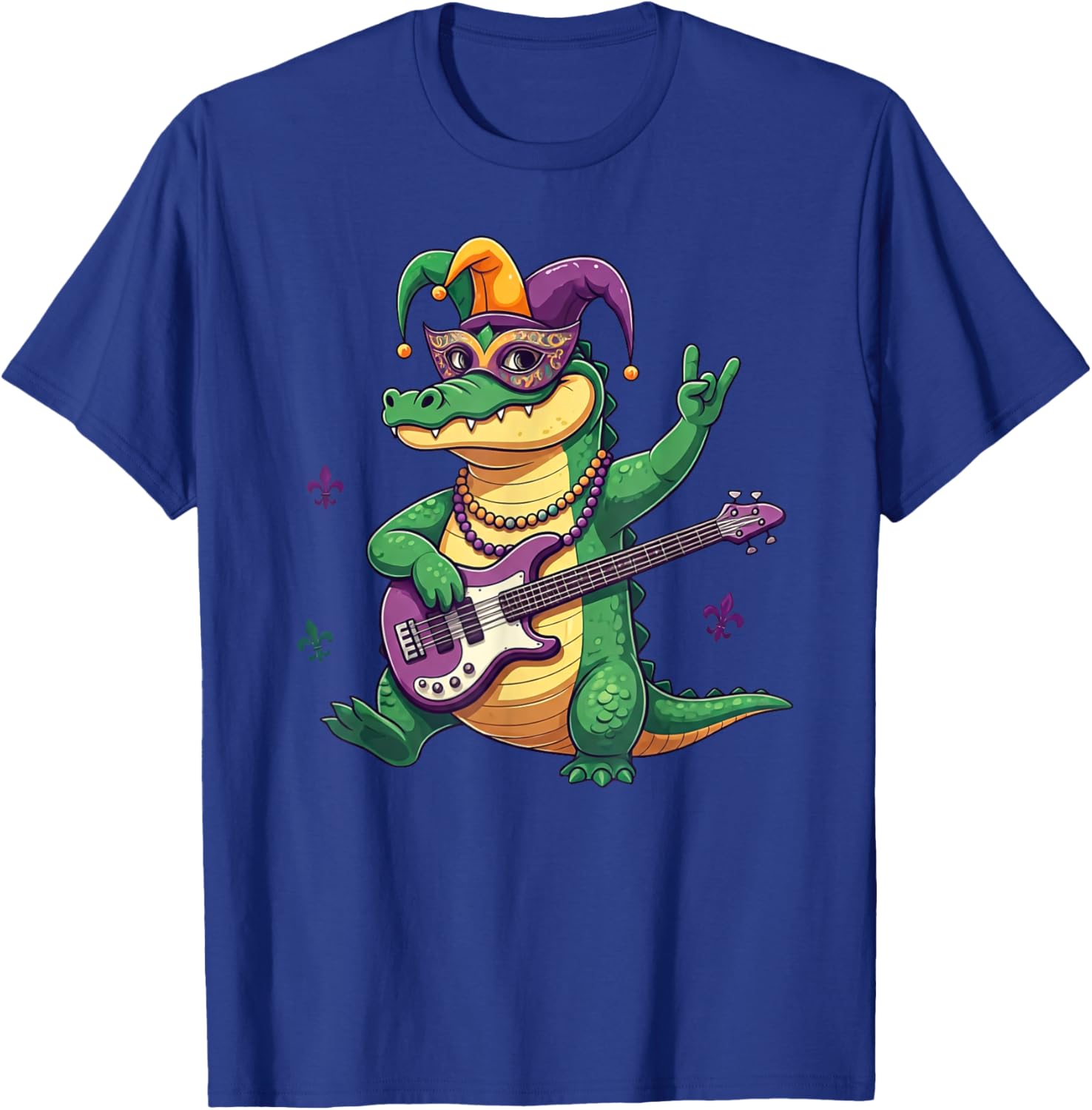 Bass Guitar Alligator Mardi Gras T-Shirt for Men, Women, and Kids - 2