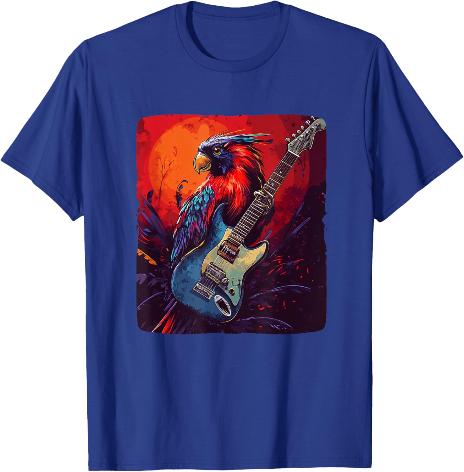 Trendy Rock Vibes Electric Guitar Bird T-Shirt for Music Lovers - 14