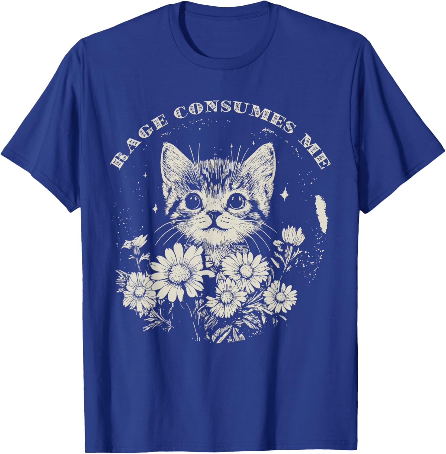 Cute Cat Rage T-Shirt Funny Sarcastic Kitten with Flower Design - 1