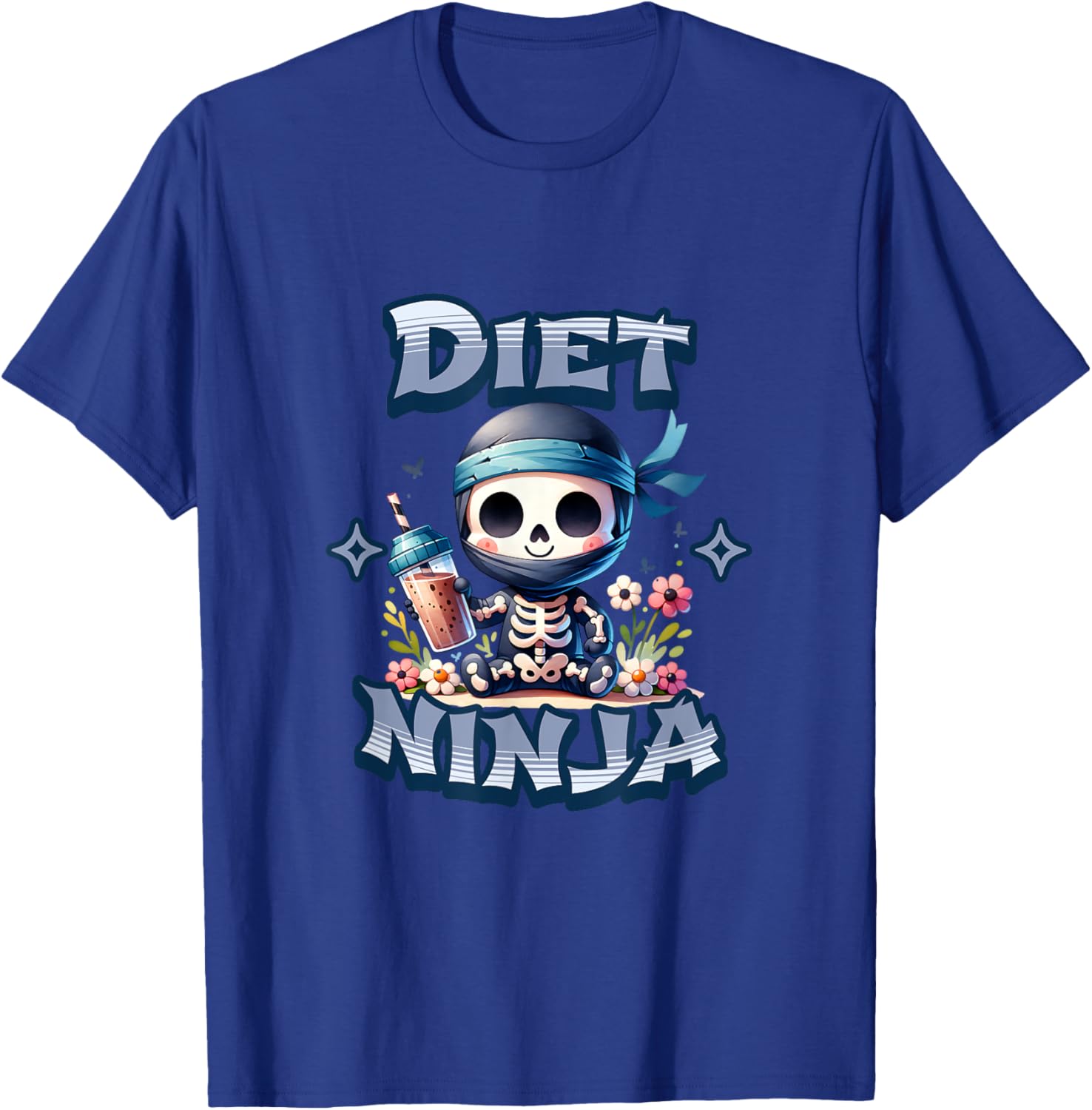 Cute Diet Ninja Protein Shake Skeleton Ninja T-Shirt for Fun Fitness Style - 5