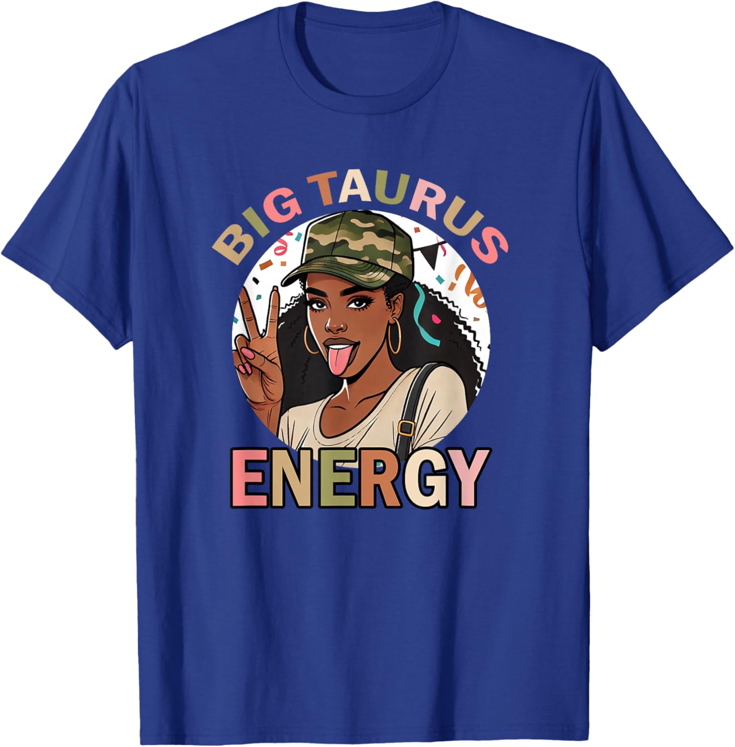 Big Taurus Energy Camo T-Shirt for Black Women - Retro Birthday Gift - 9