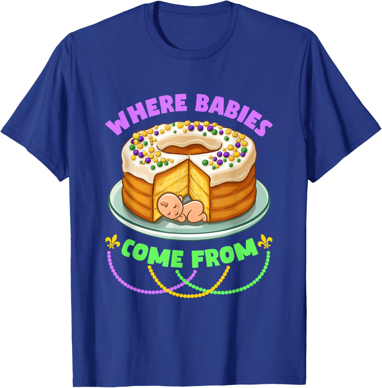 Mardi Gras King Cake T-Shirt Perfect for Celebrating with Style - 1