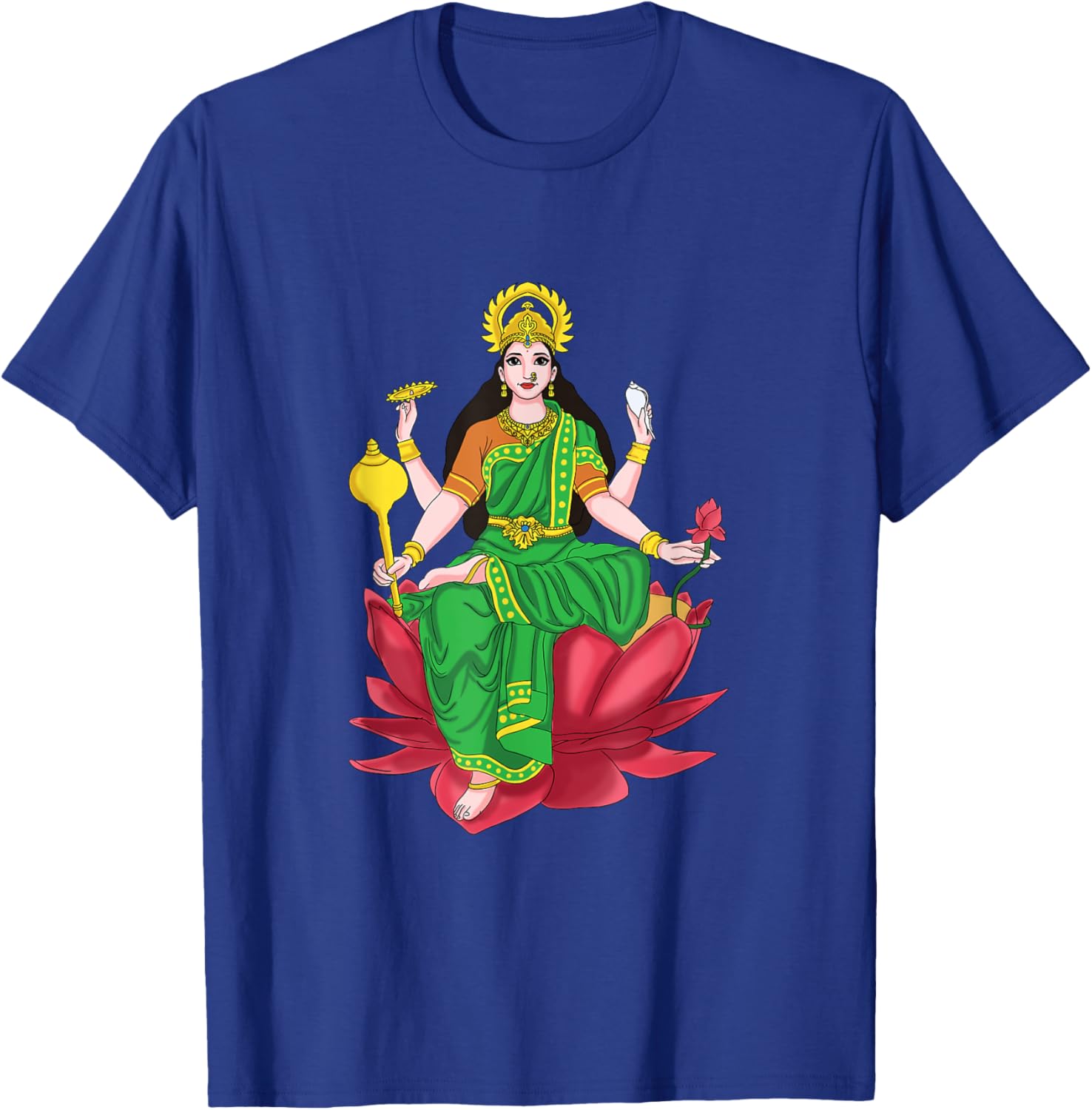 Laxmi Mata Diwali T-Shirt with Lotus Illustration for Pooja Celebrations - 16