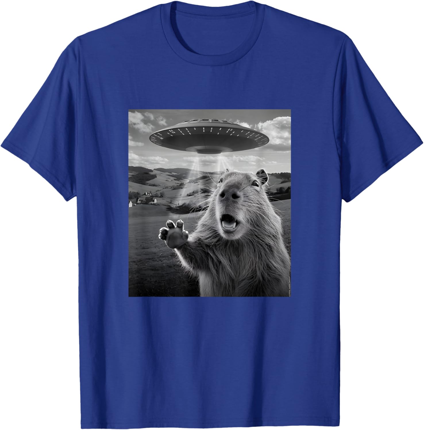 Funny UFO T-Shirt with Scared Capybara Design for Unique Style - 7