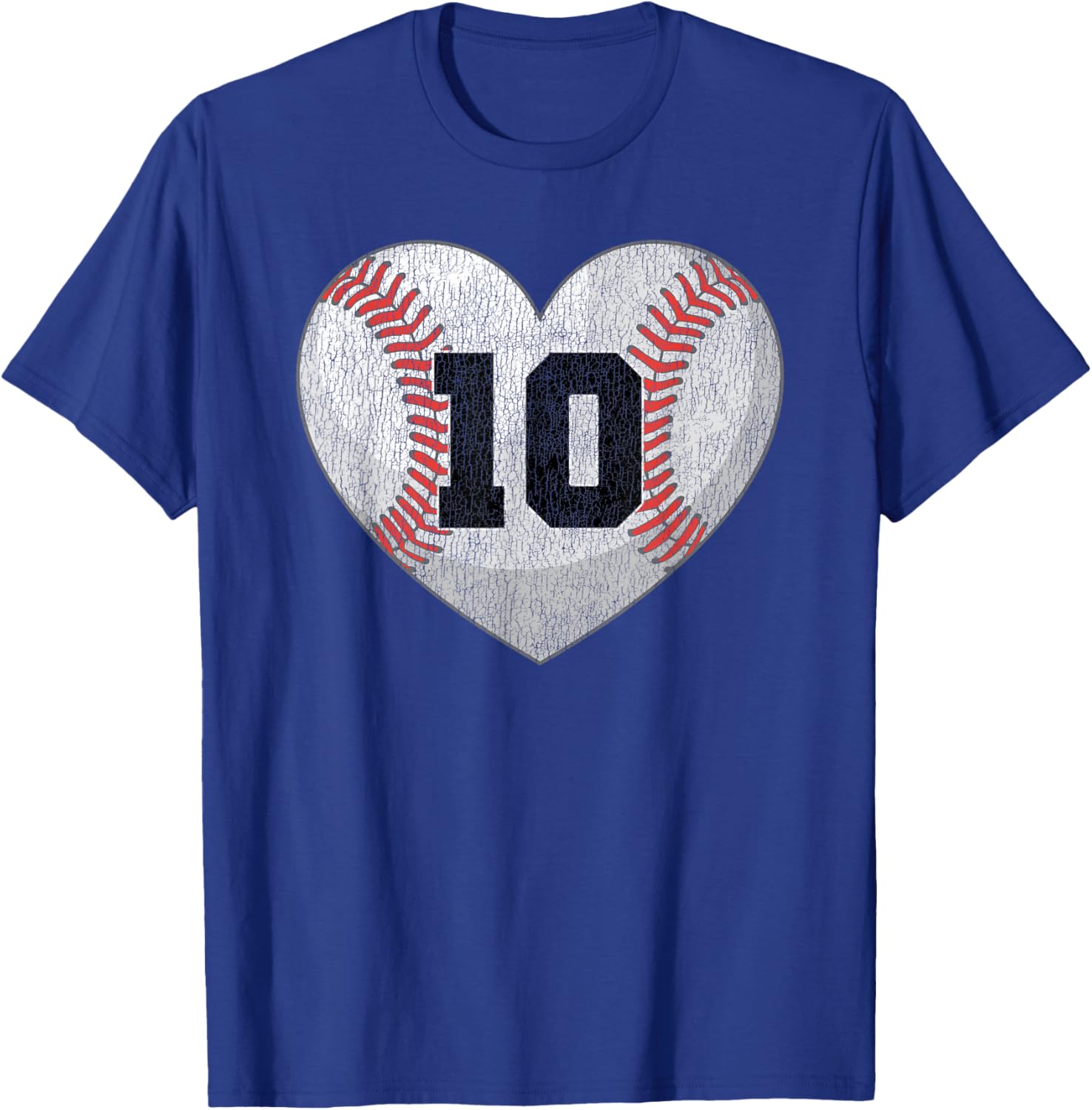 Baseball Mom T-Shirt with Distressed Heart and Number 10 Design - 28