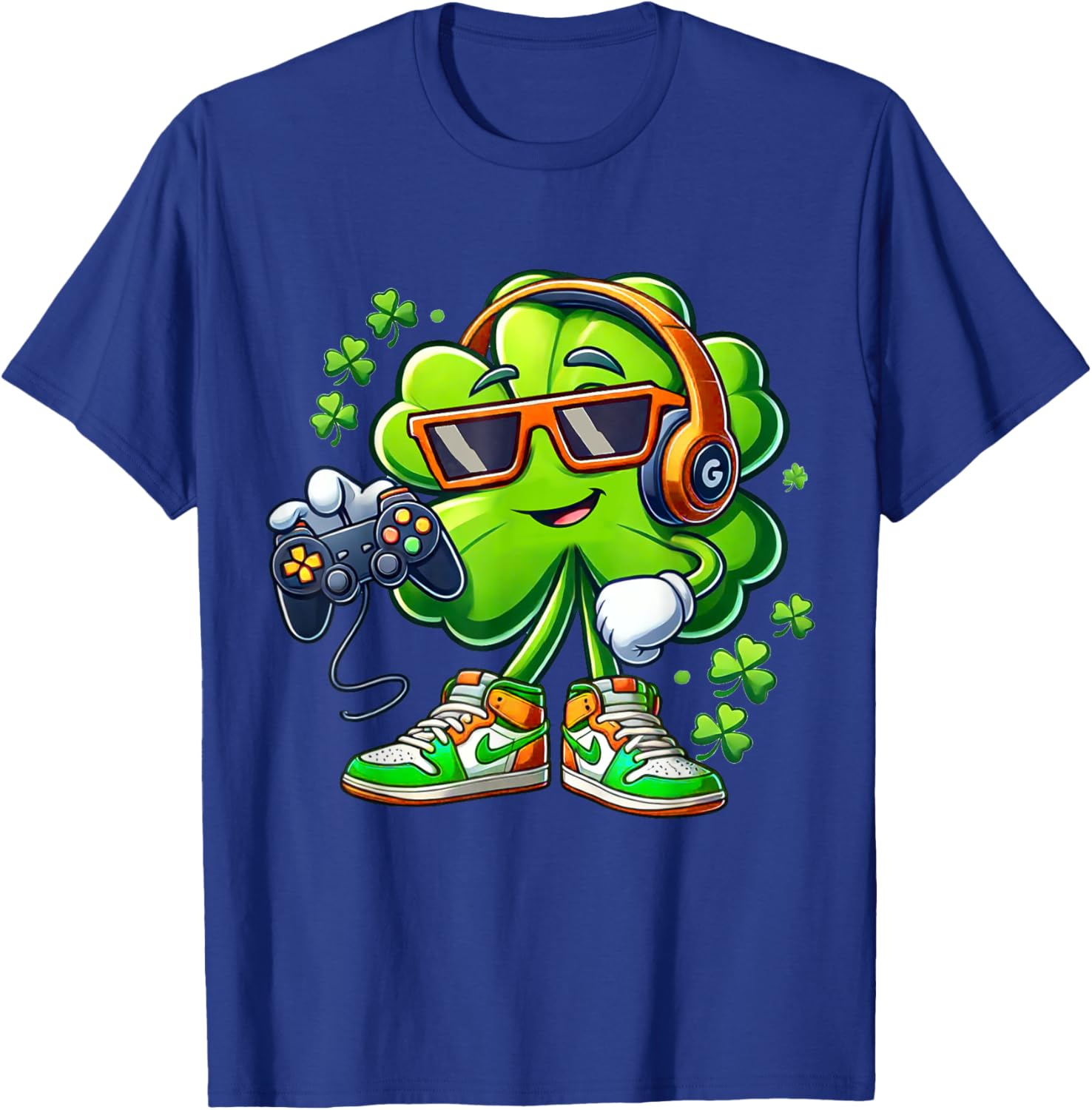 Funny St Patricks Day Gamer T-Shirt for Boys with Shamrock Design - 21