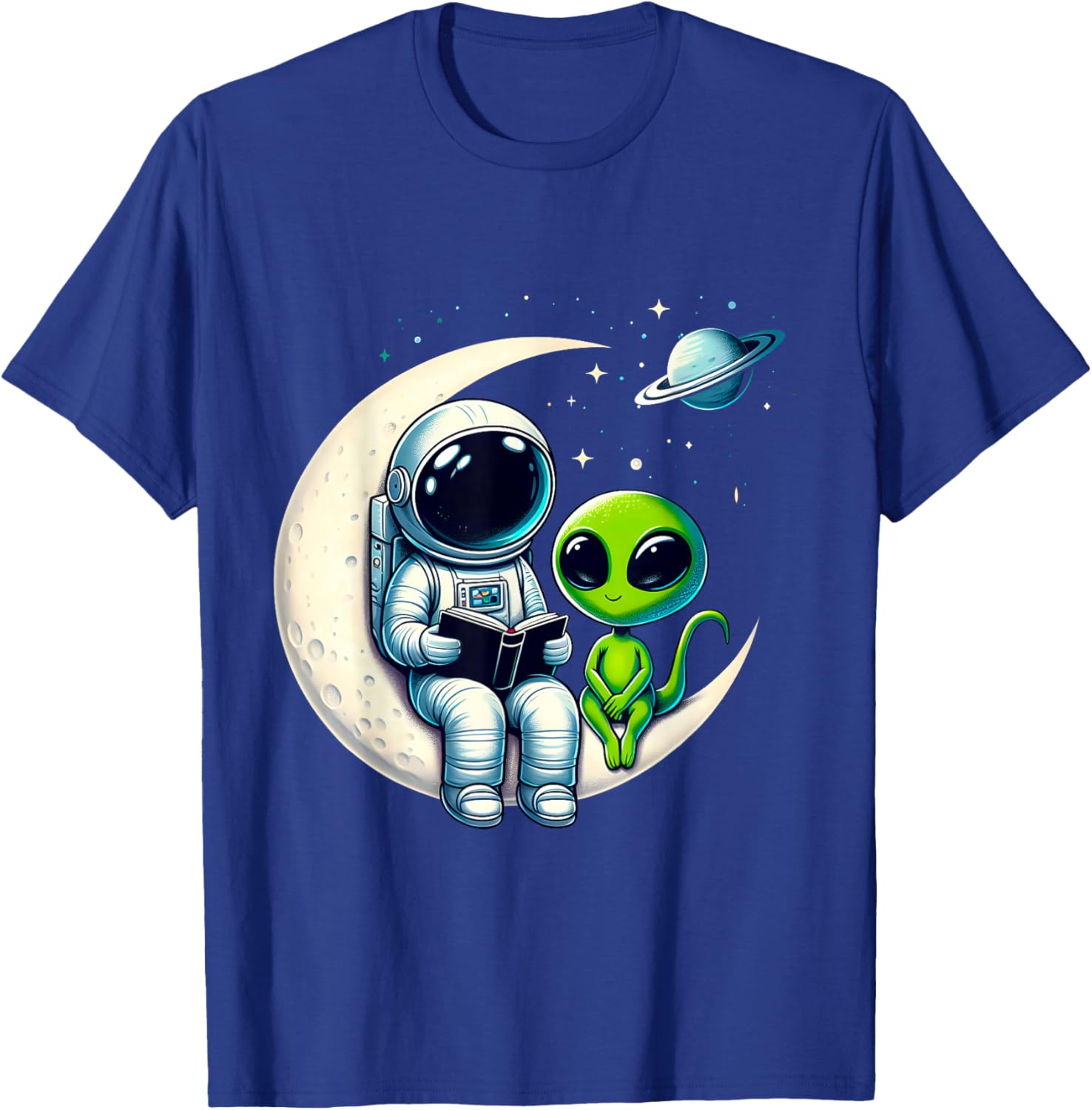 Astronaut Reading to Alien Kids T-Shirt for Space Lovers and Dreamers - 24