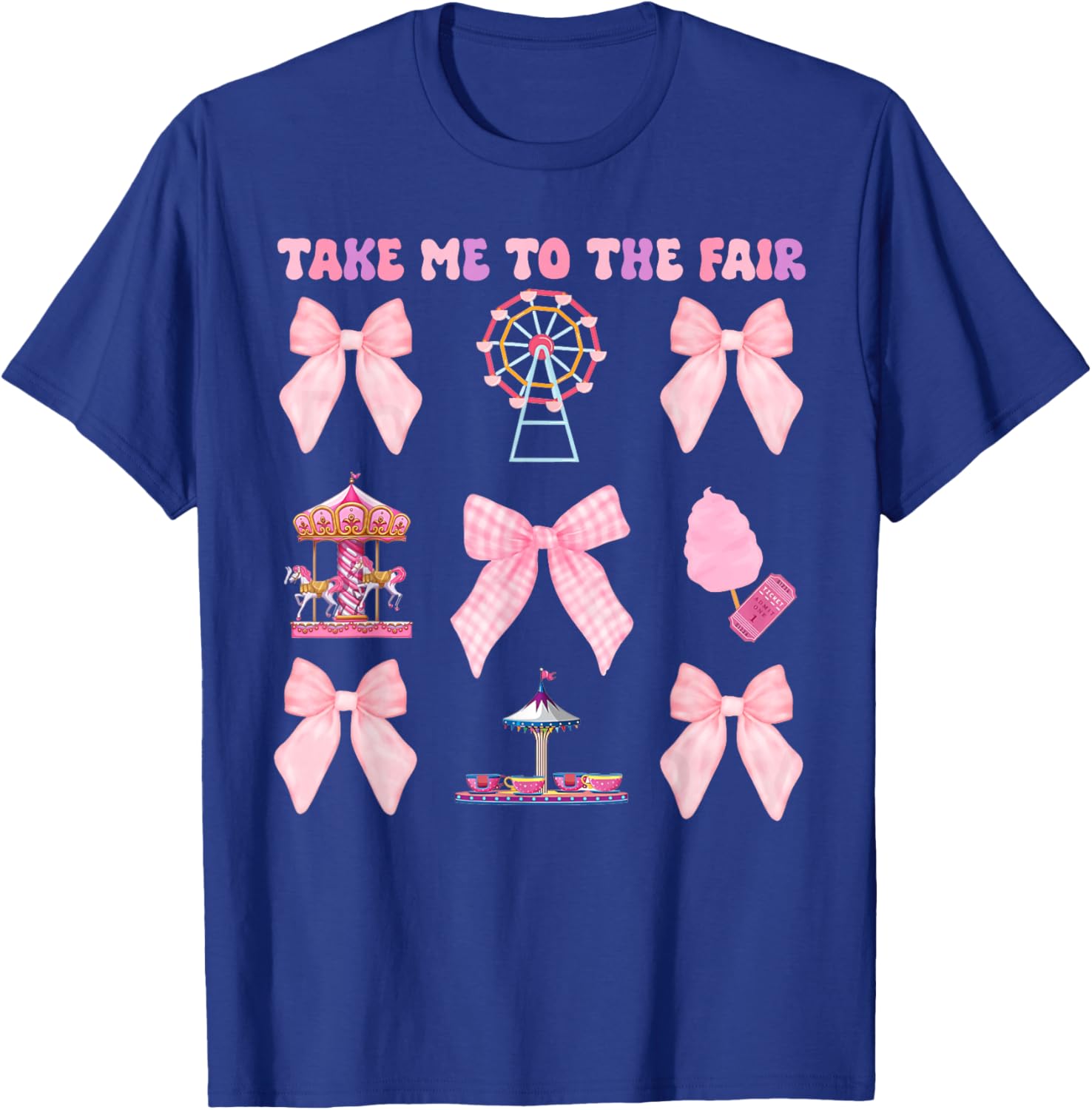 Take Me To The Fair Pink Bow Ferris Wheel T-Shirt for Stylish Fun - 14