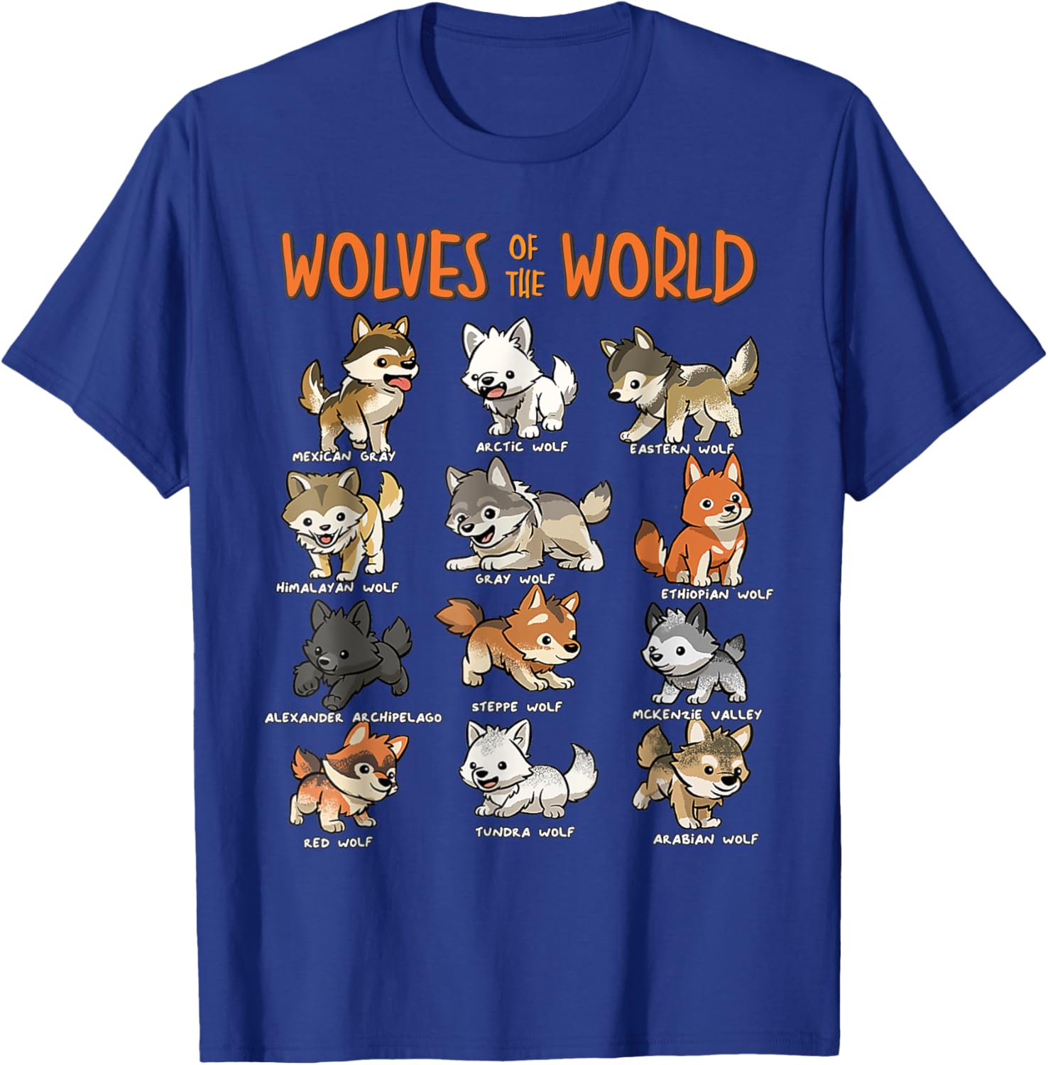 Cute Wolves of the World T-Shirt for Kids and Adults Educational Fashion - 5