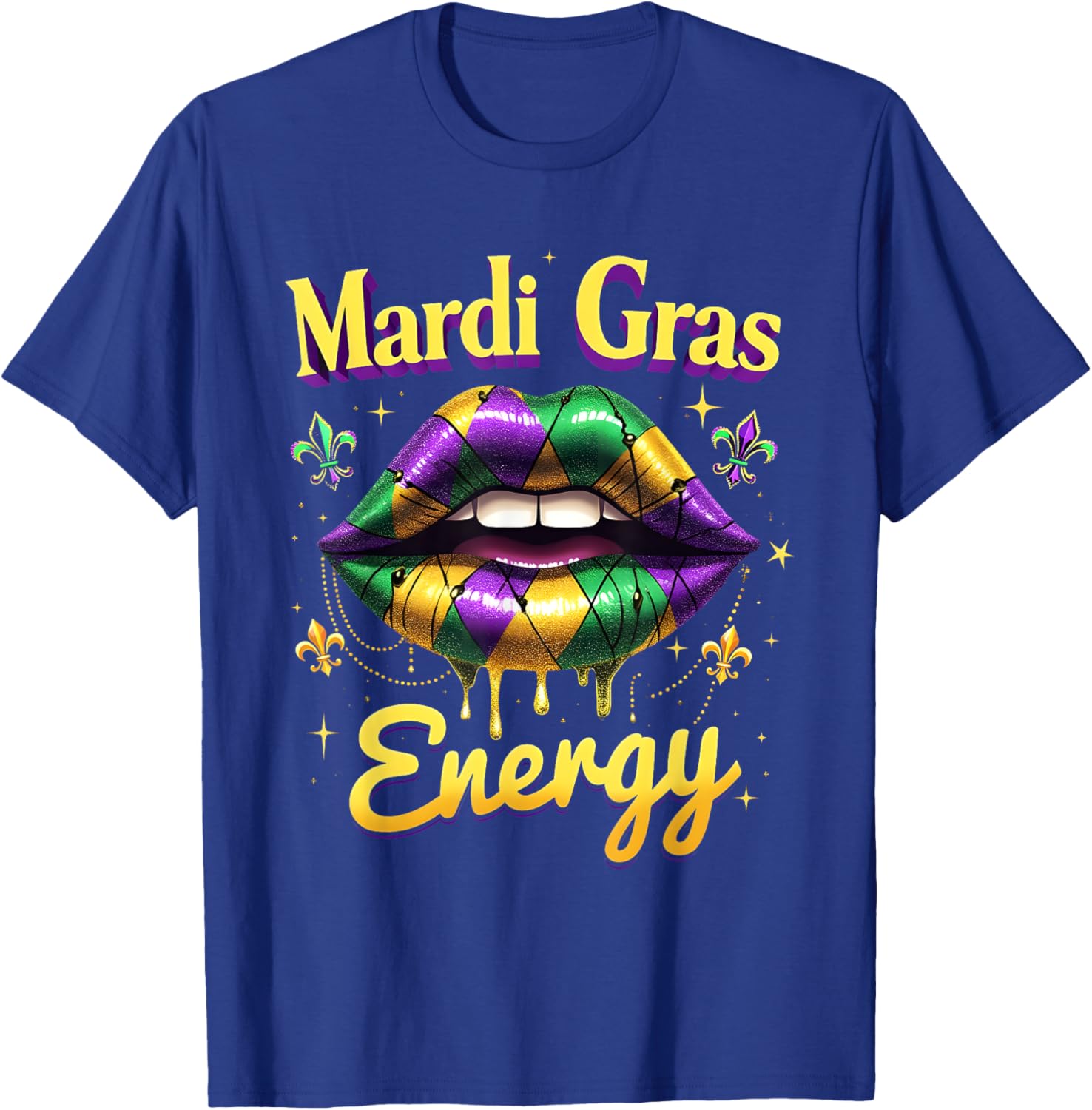 Mardi Gras Energy Carnival Lips T-Shirt New Orleans 2025 Costume Wear - 7