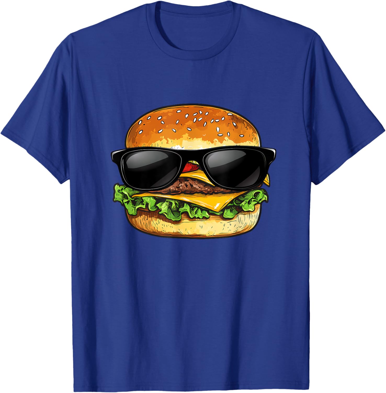 Funny Hamburger Sunglasses Cheese BBQ T-Shirt for Food Lovers - 1
