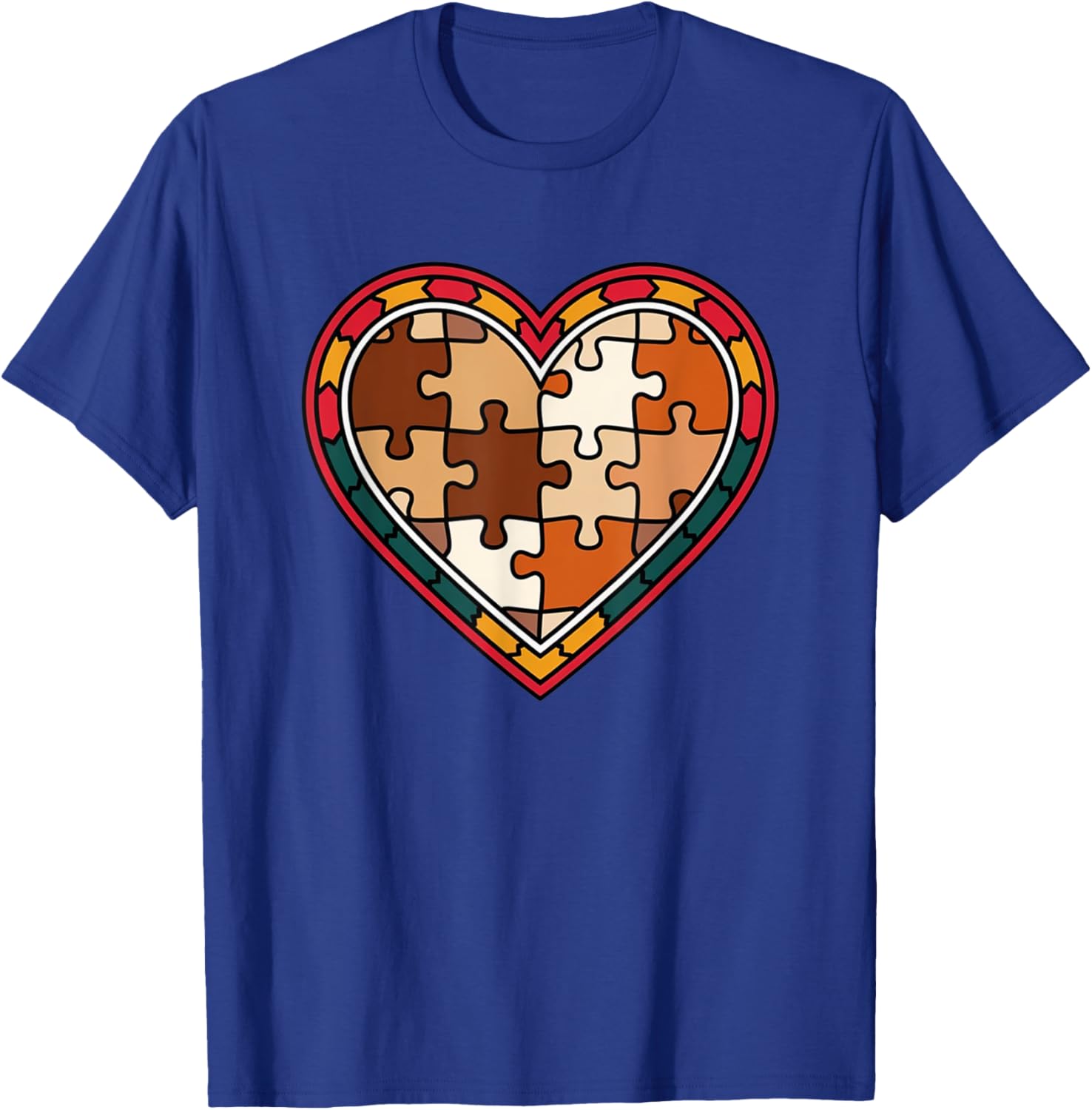 Melanin Heart Puzzle Black History Motivational Afro T-Shirt for All - 12