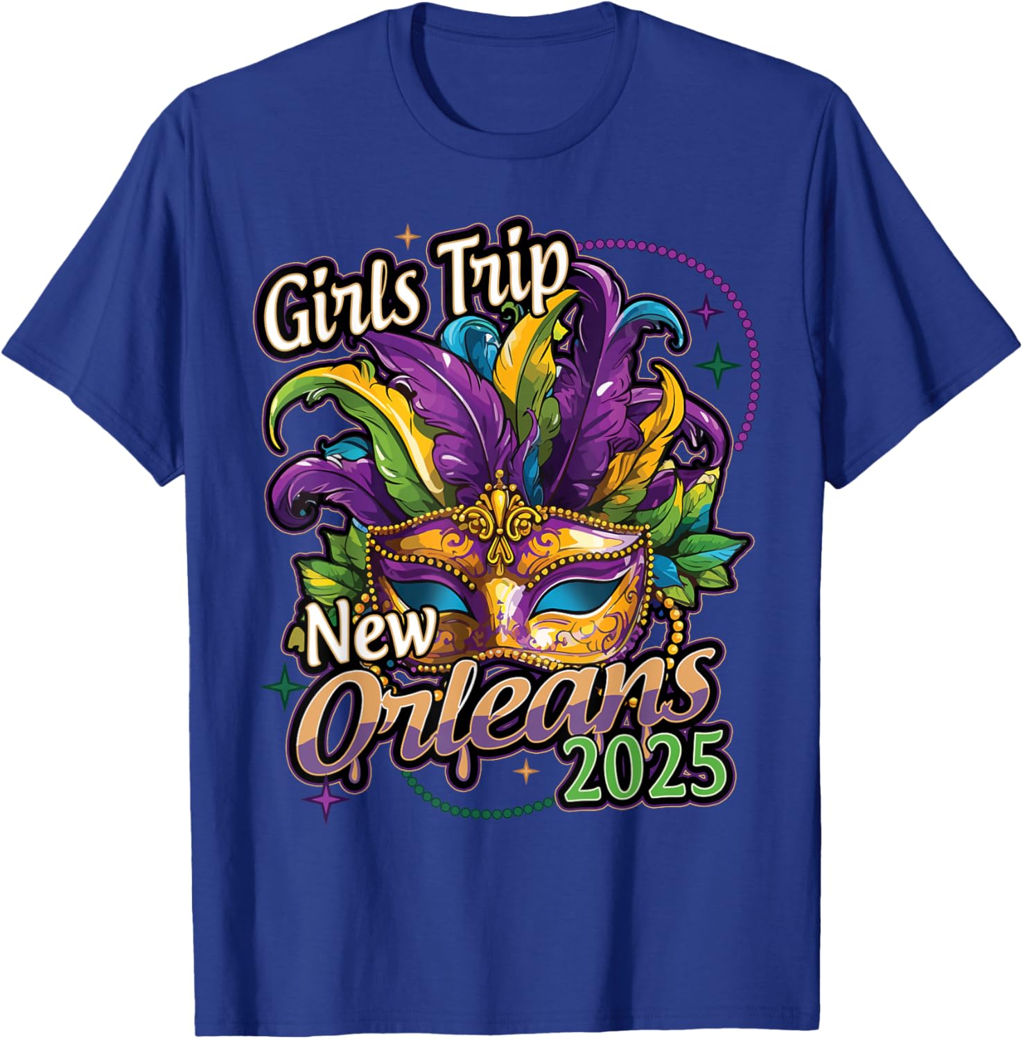 Girls Trip New Orleans 2025 Mardi Gras Mask Beads T-Shirt for Women - 10